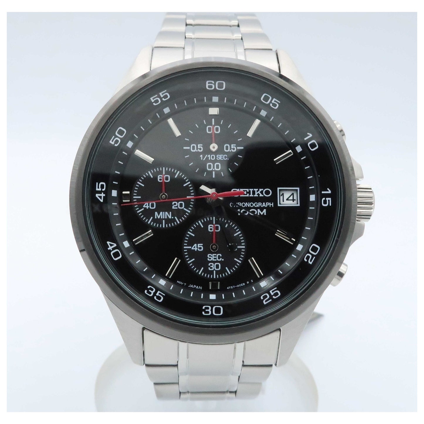 Front view of Seiko Chronograph Men's Japanese Quartz (Battery-Powered) Watch SKS491-PO