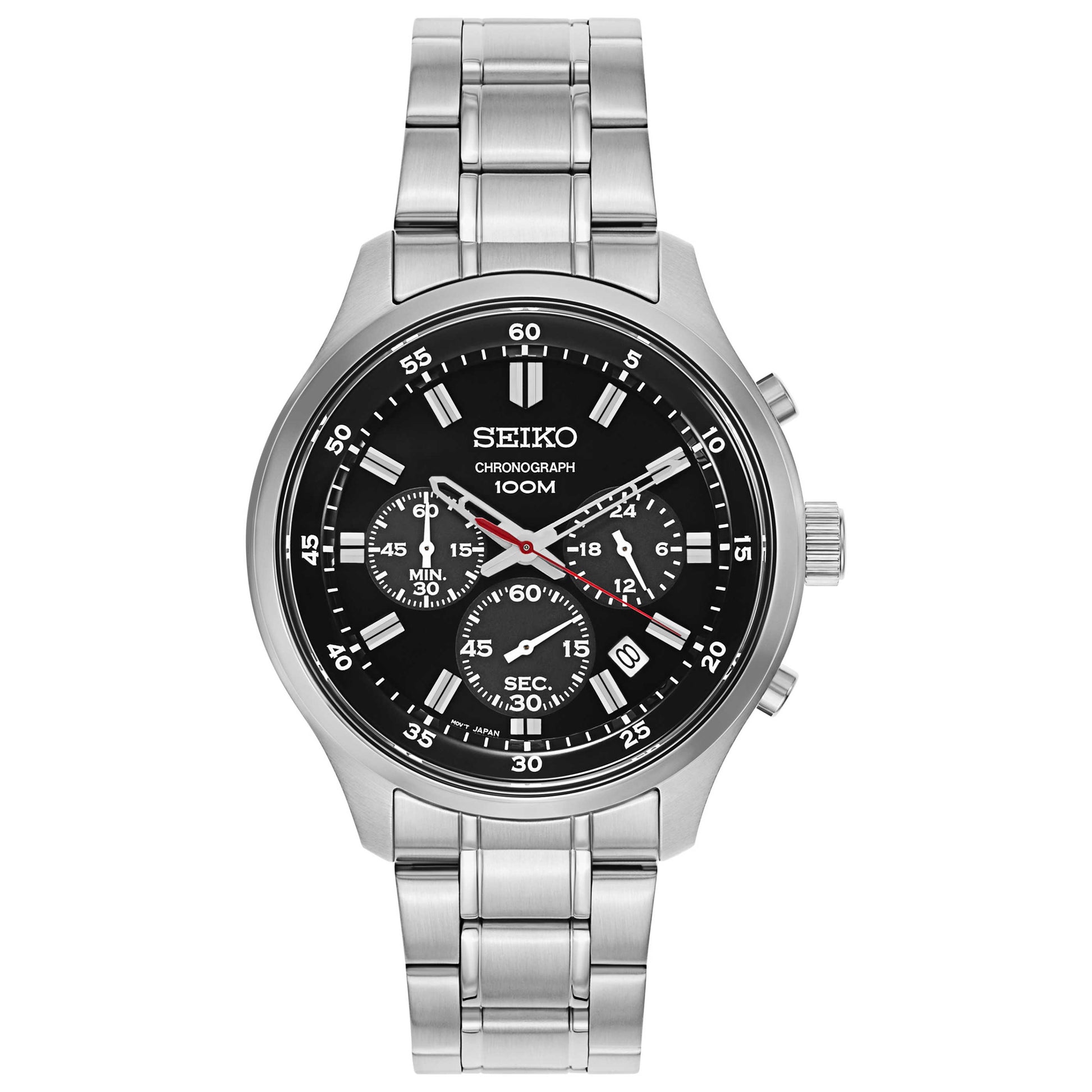 Front view of Seiko Chronograph Men's Japanese Quartz (Battery-Powered) Watch SKS587
