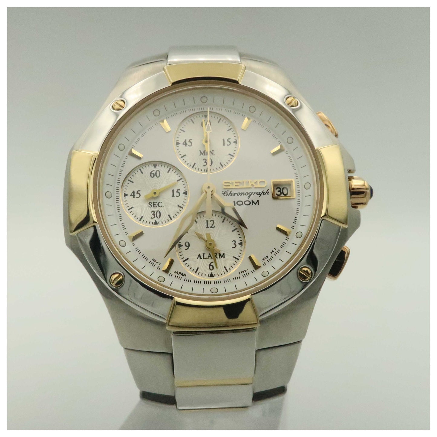 Front view of Seiko Chronograph Men's Watch SNA410-PO4