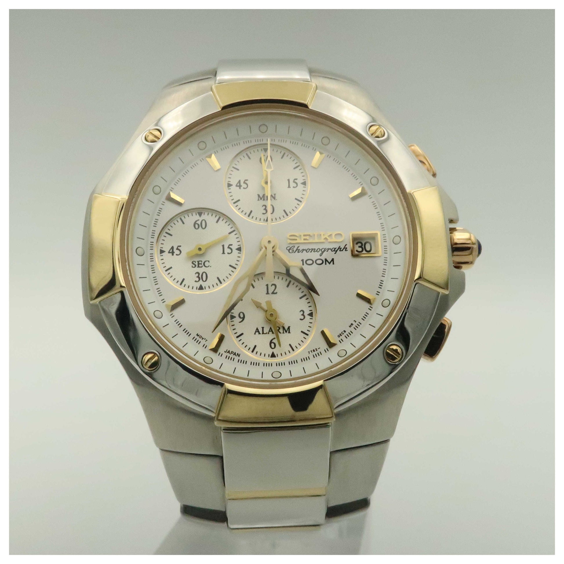 Front view of Seiko Chronograph Men's Watch SNA410-PO4