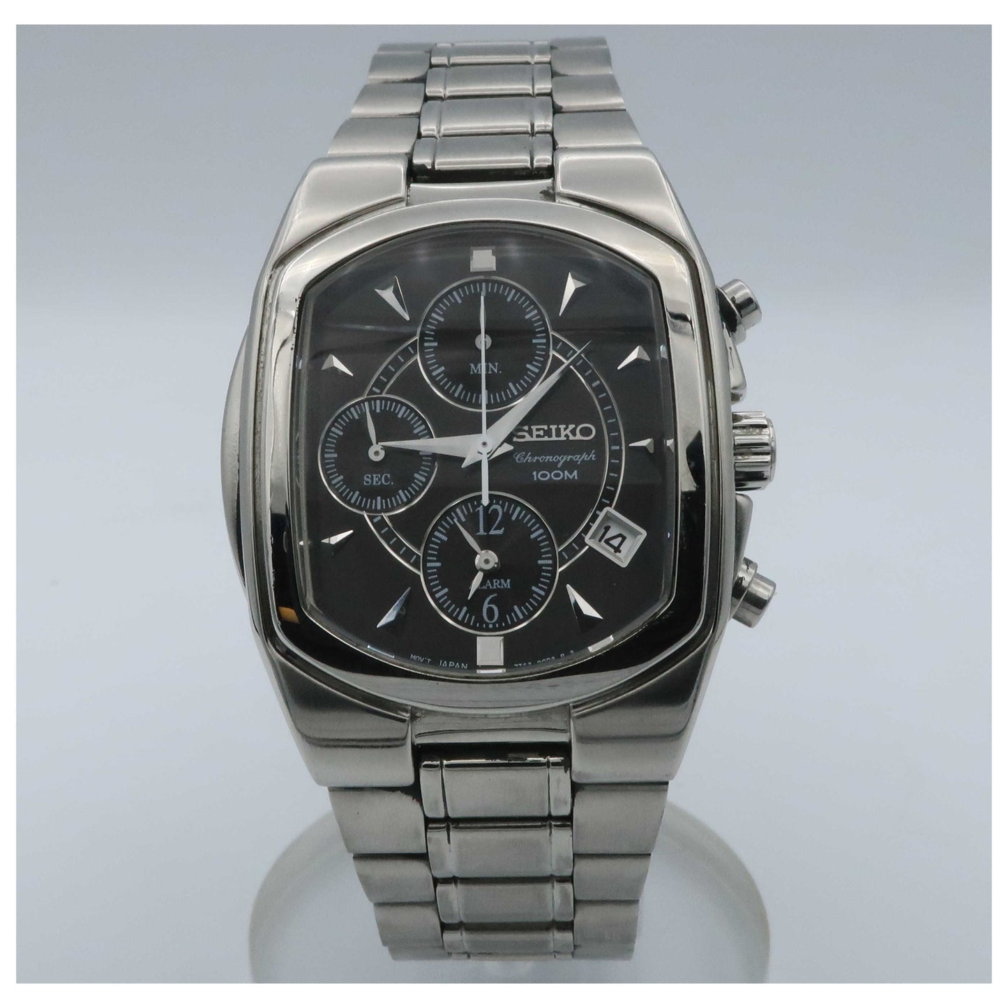 Front view of Seiko Alarm Chronograph Men's Watch SNA539-PO