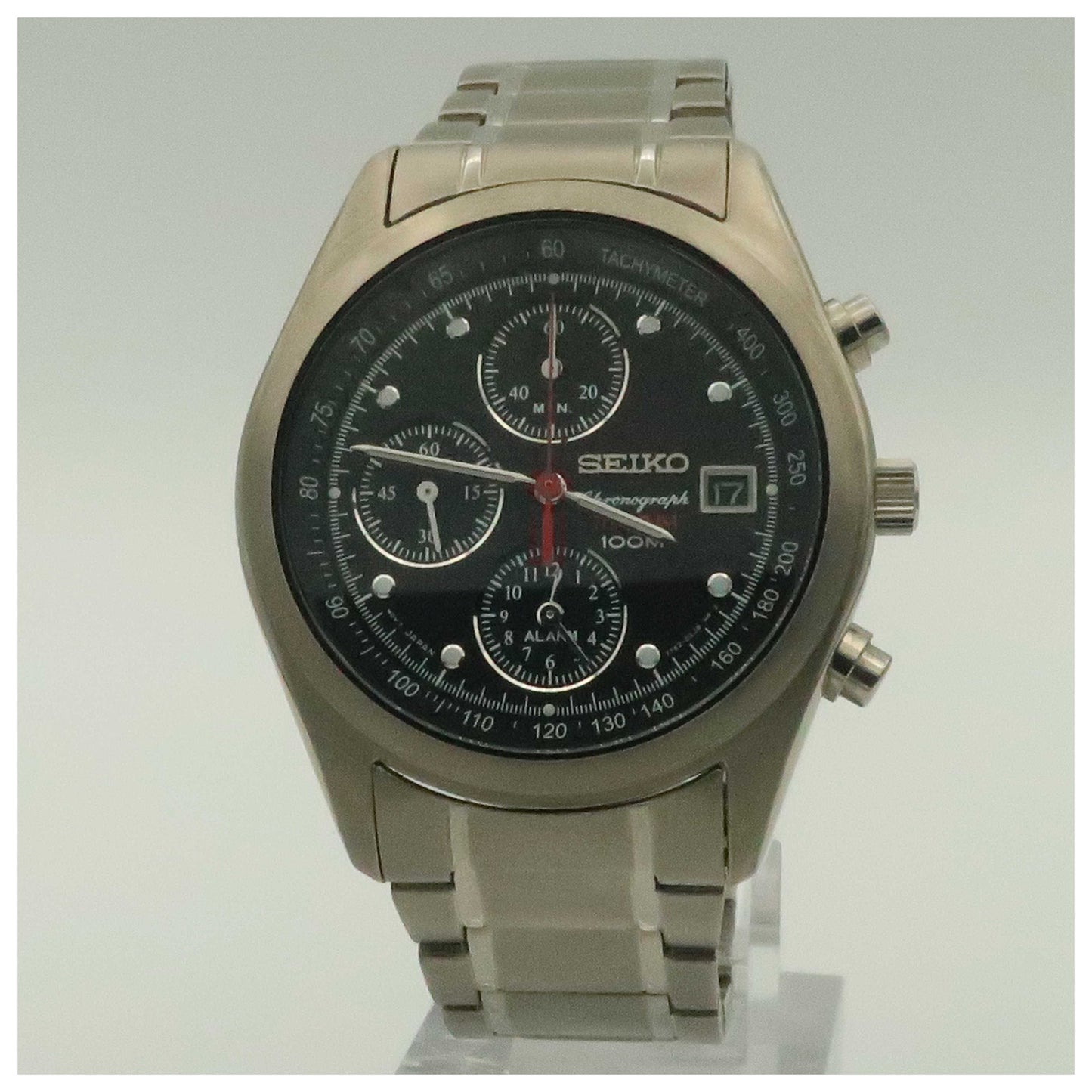 Front view of Seiko Alarm Chronograph Men's Watch SNA555-PO