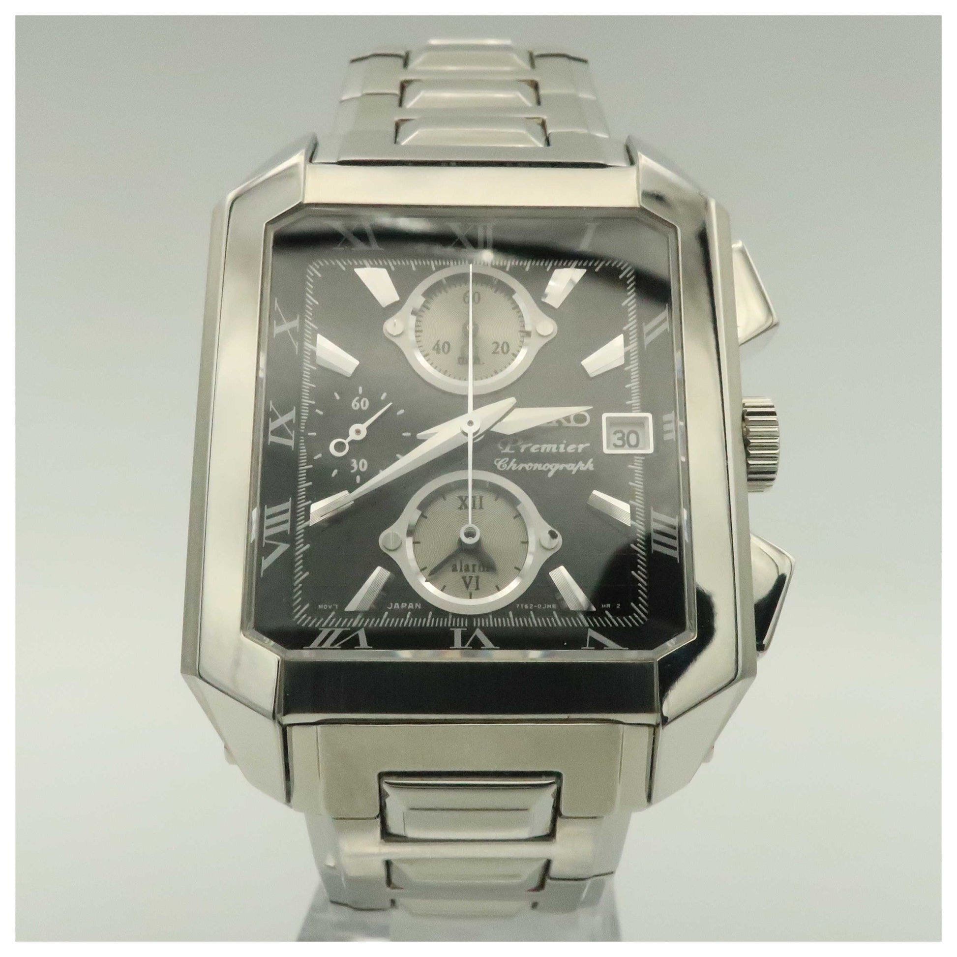 Front view of Seiko Premier Men's Quartz Watch SNA743-PO