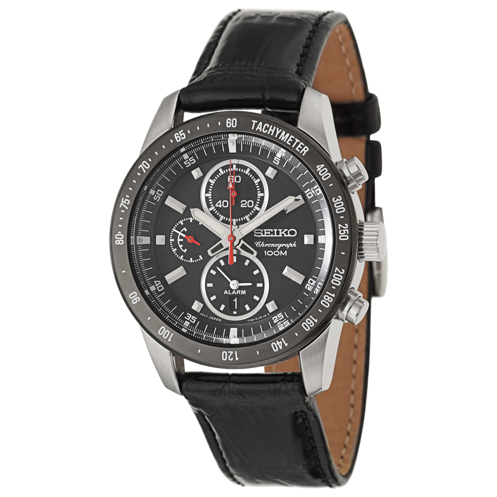 Front view of Seiko Chronograph Men's Japanese Quartz (Battery-Powered) Watch SNAE35P1