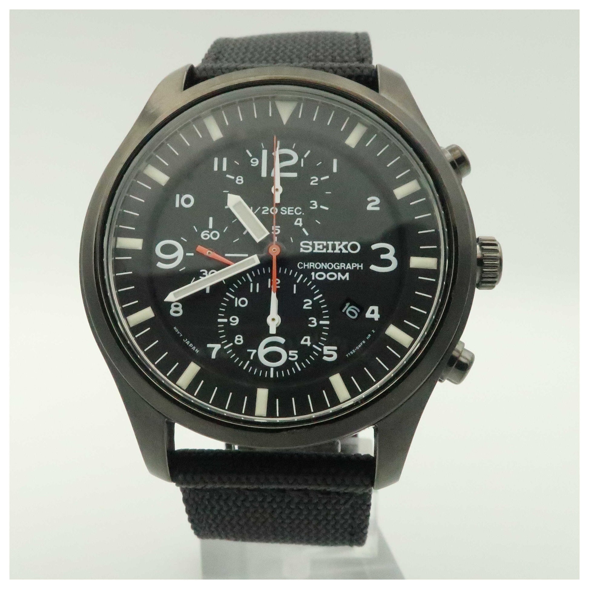 Front view of Seiko Chronograph Men's Japanese Quartz (Battery-Powered) Watch SNDA65-SD