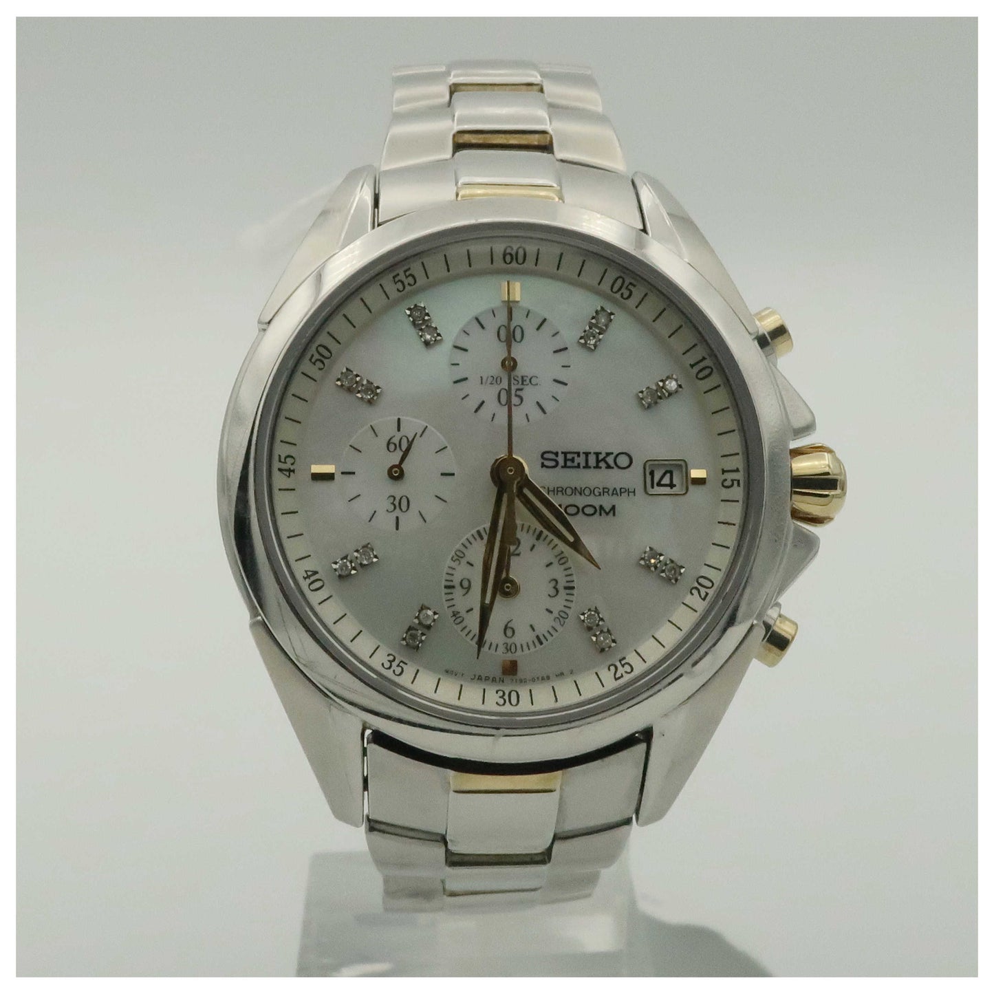 Front view of Seiko Chronograph Women's Japanese Quartz (Battery-Powered) Watch SNDY33P1