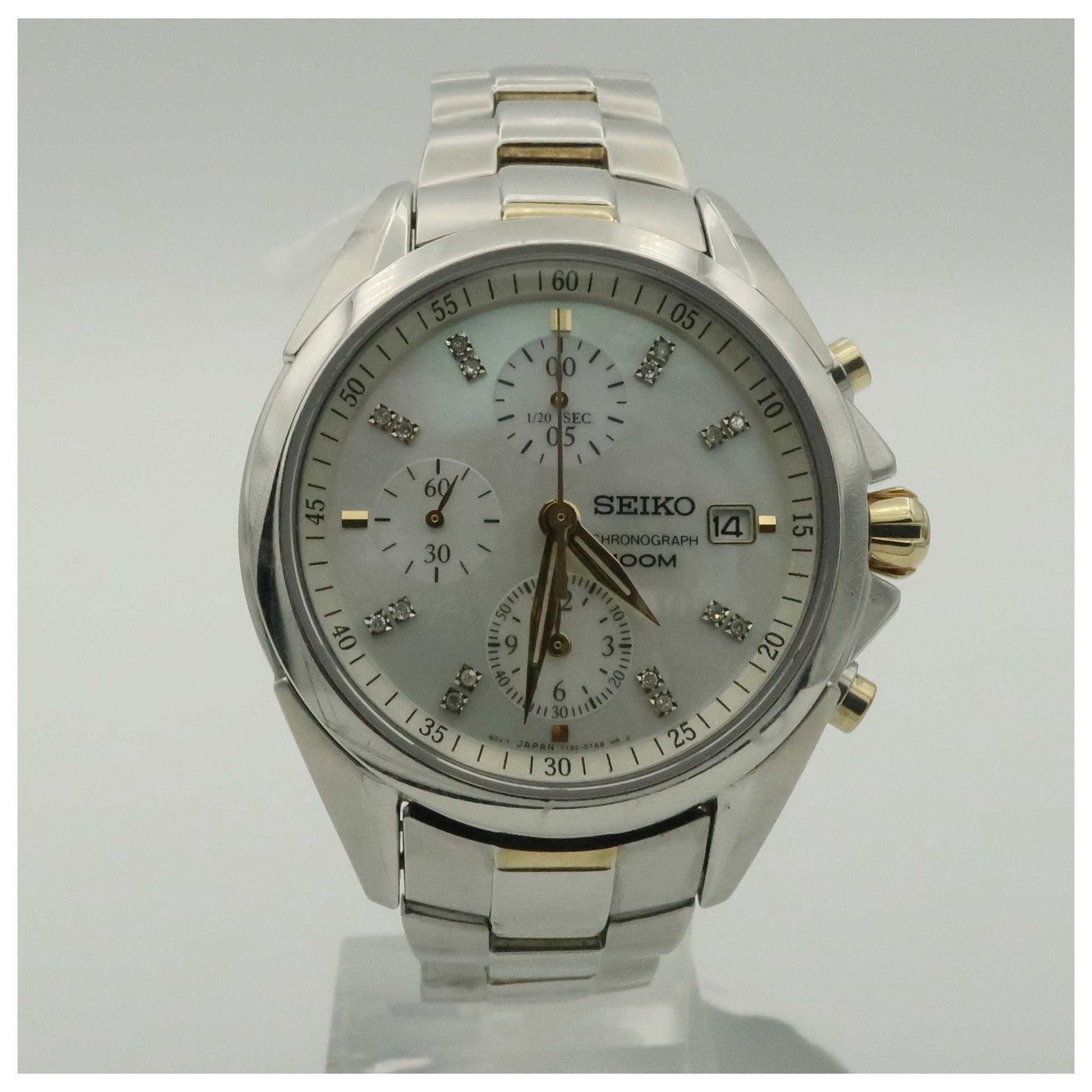 Front view of Seiko Chronograph Women's Japanese Quartz (Battery-Powered) Watch SNDY33P1