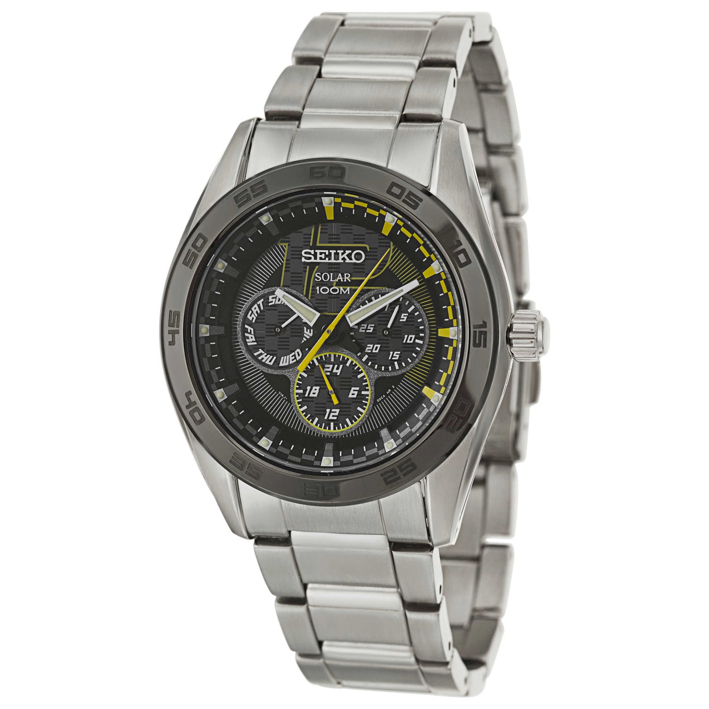 Front view of Seiko Solar Men's Solar Powered Quartz Watch SNE199P1