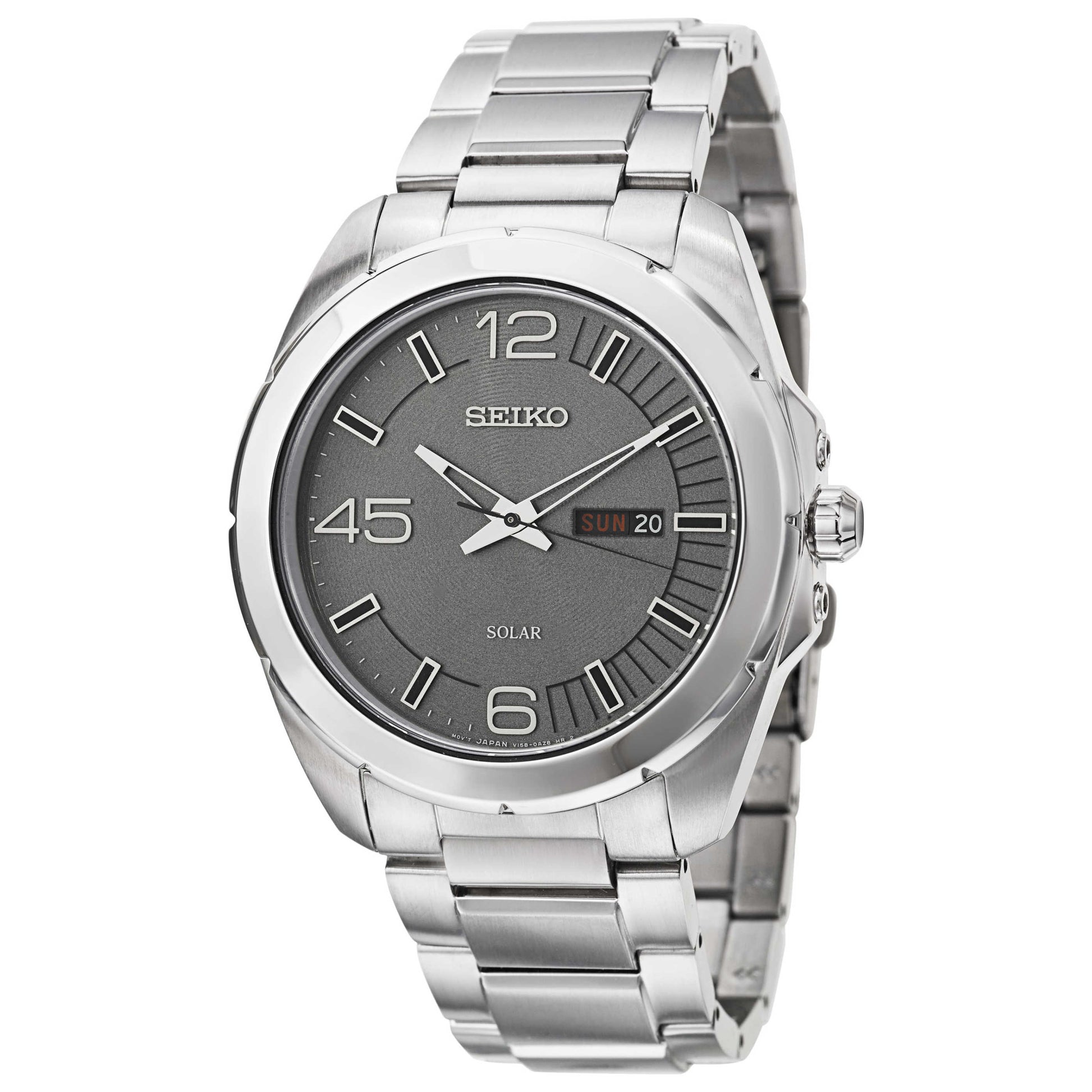 Front view of Seiko Core Men's Solar Powered Quartz Watch SNE273