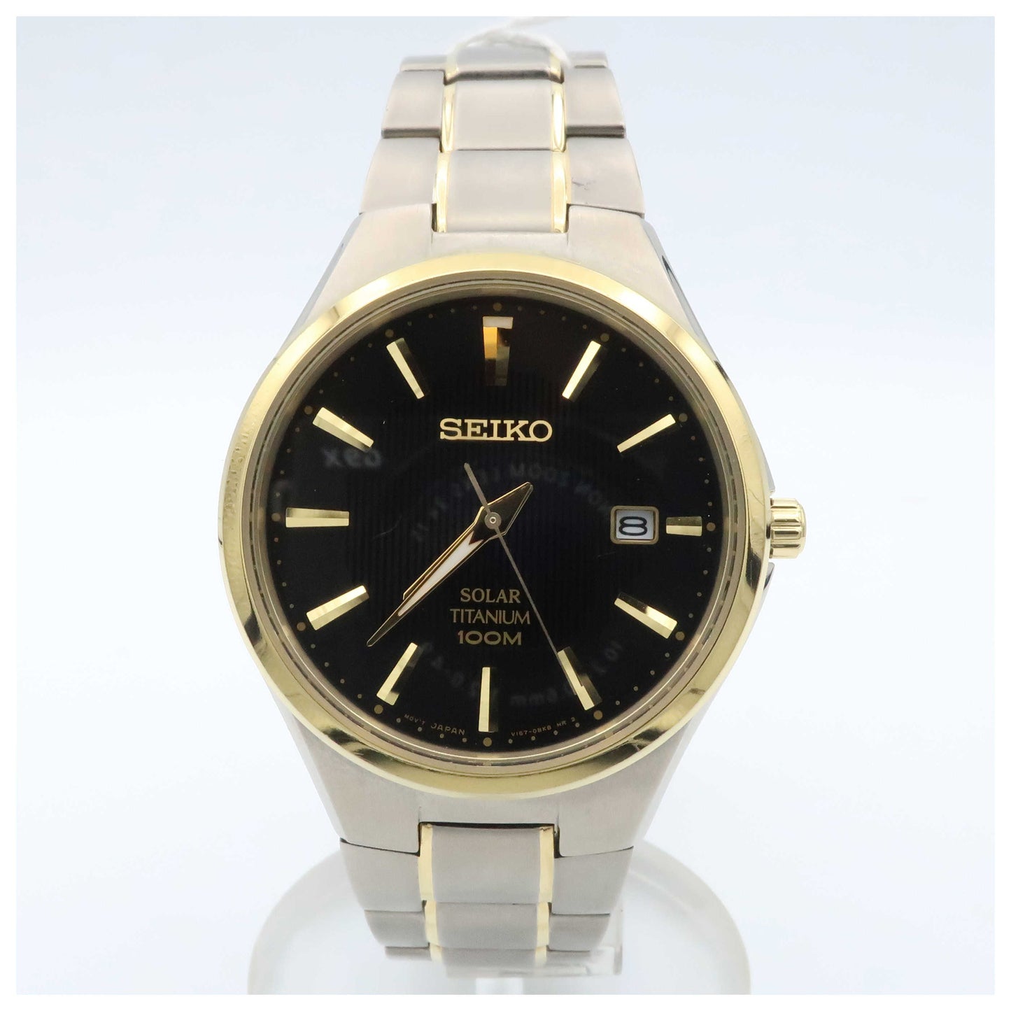 Front view of Seiko Core Men's Solar Powered Quartz Watch SNE382-PO