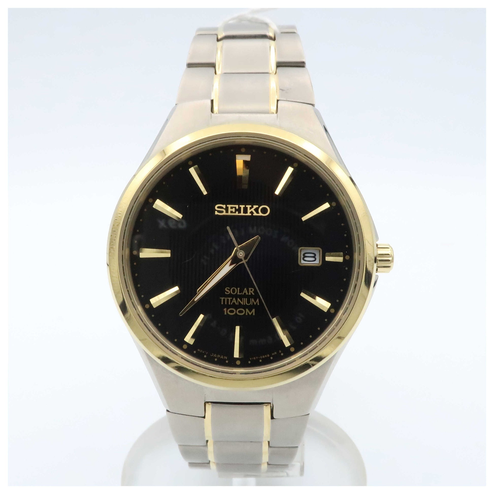 Front view of Seiko Core Men's Solar Powered Quartz Watch SNE382-PO
