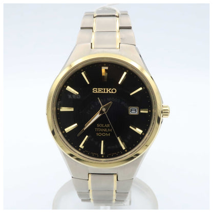Front view of Seiko Core Men's Solar Powered Quartz Watch SNE382-PO