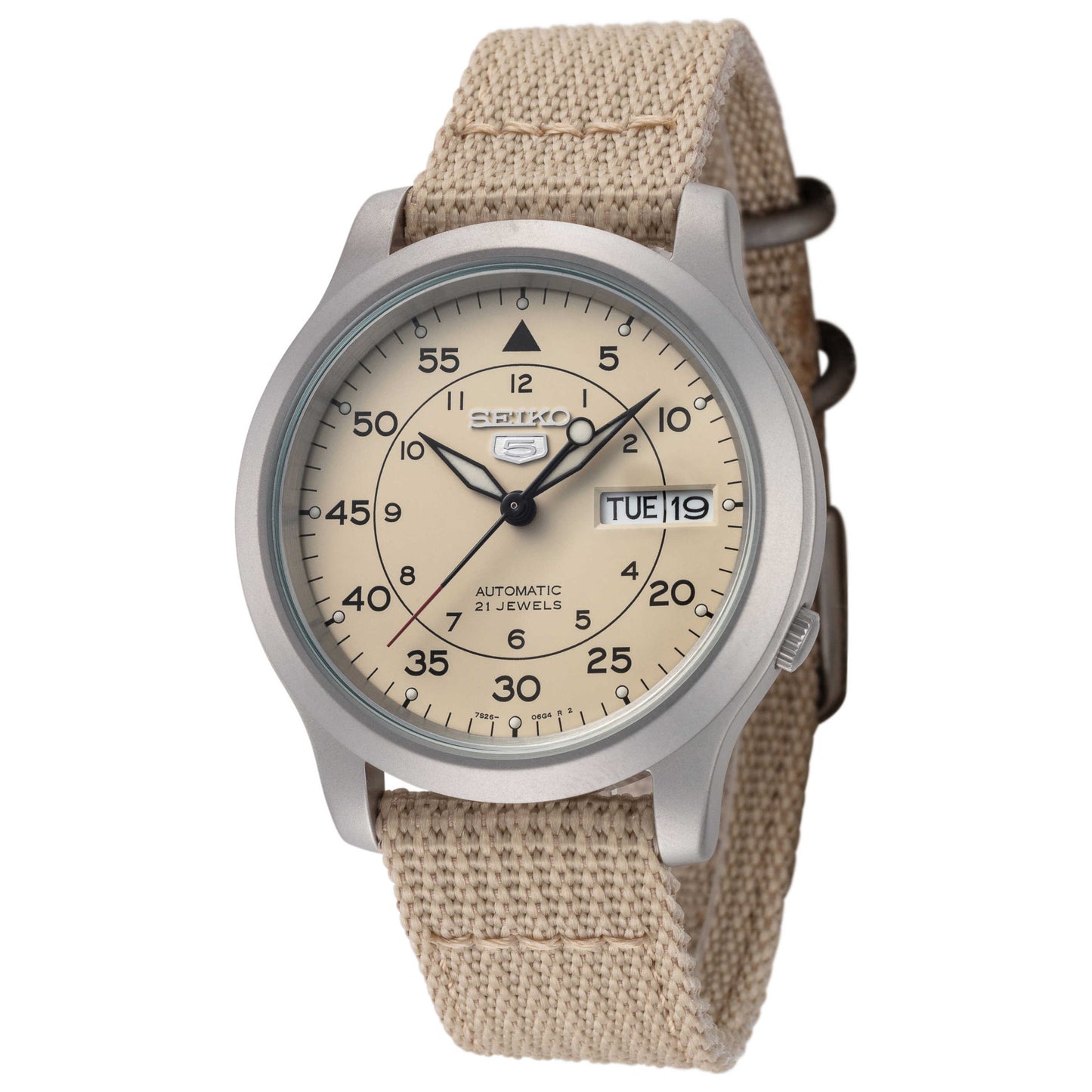 Front view of Seiko Series 5 Military Men's Automatic Watch SNK803K2