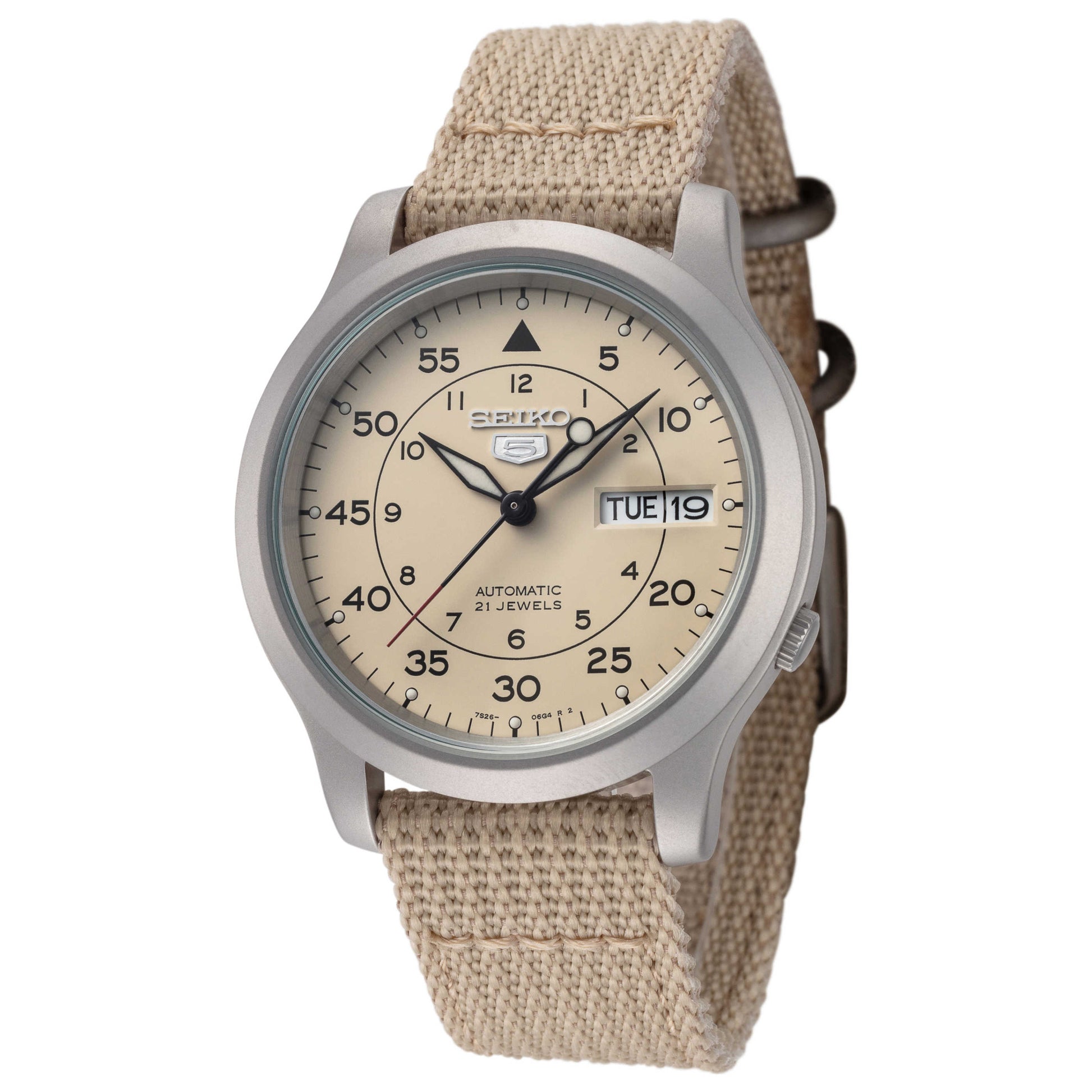 Front view of Seiko Series 5 Military Men's Automatic Watch SNK803K2