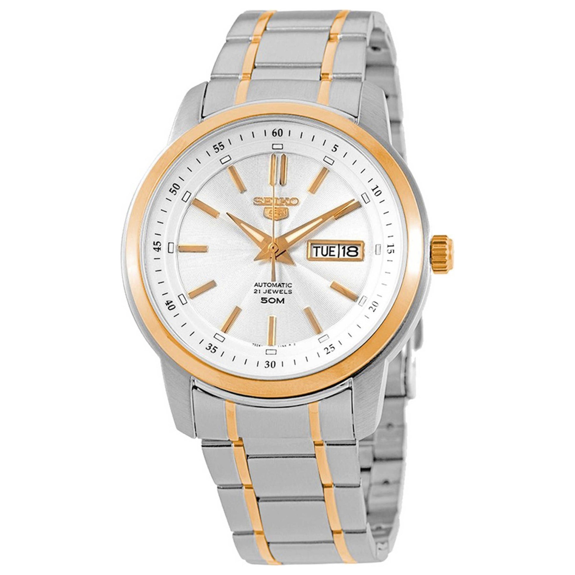 Front view of Seiko 5 Men's Automatic Watch SNKM92K1