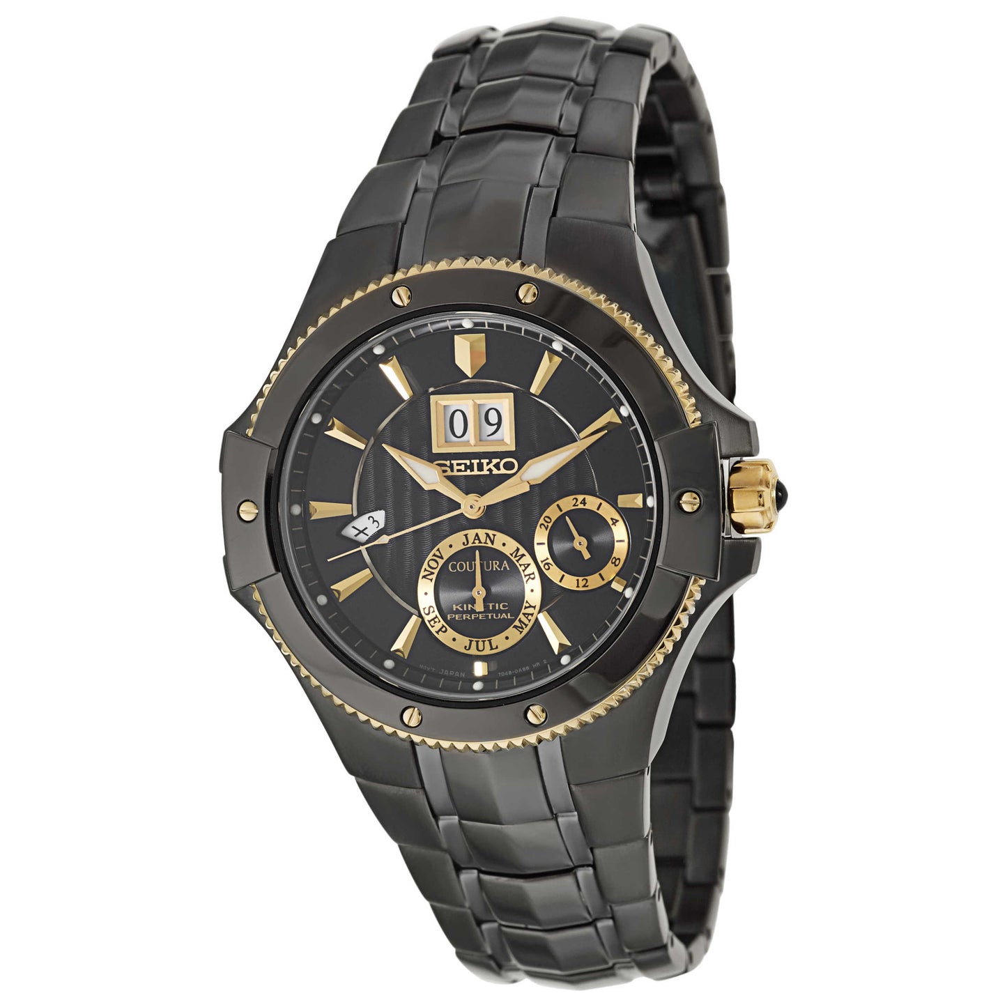 Front view of Seiko Coutura Men's Kinetic Powered/Autoquartz Watch SNP070