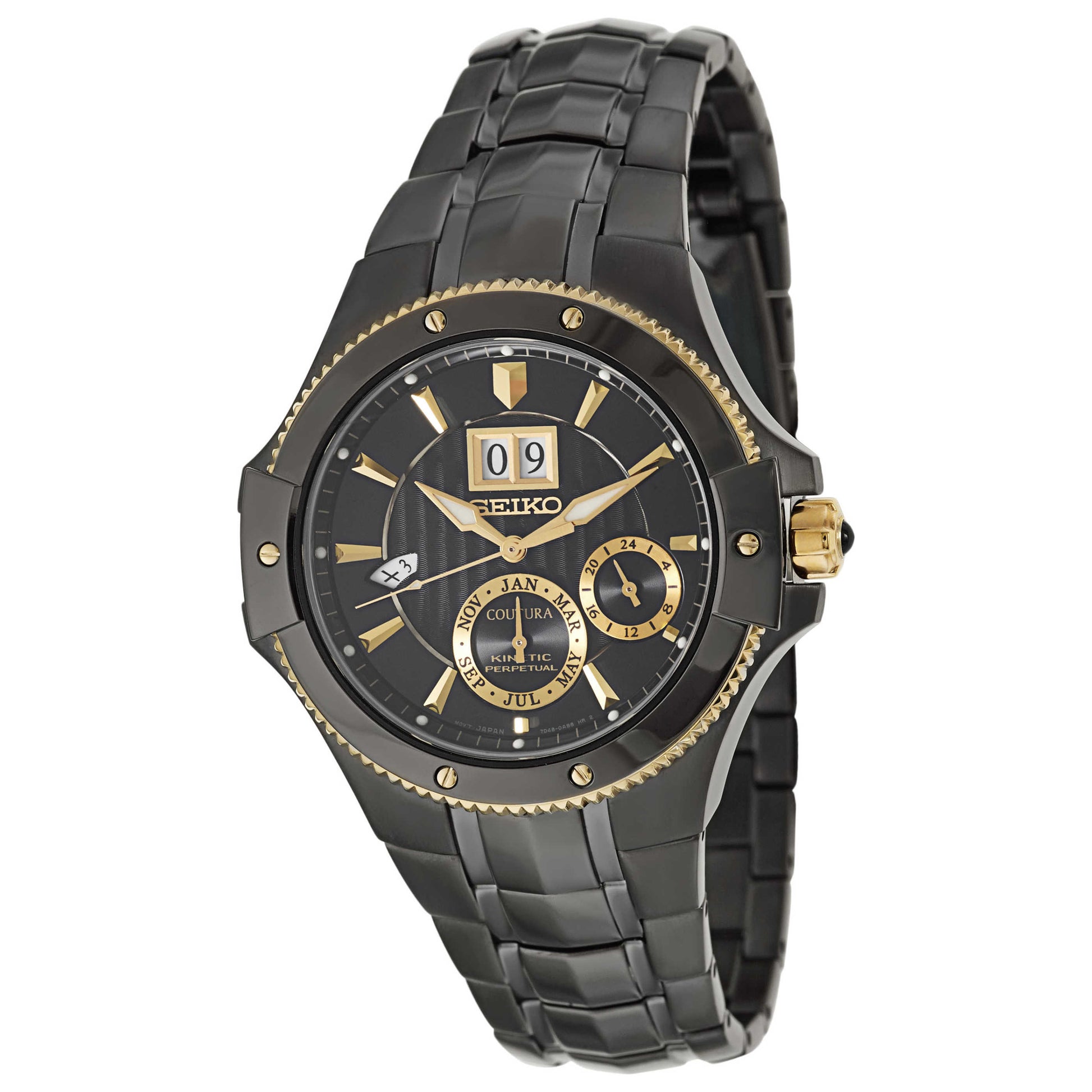 Front view of Seiko Coutura Men's Kinetic Powered/Autoquartz Watch SNP070
