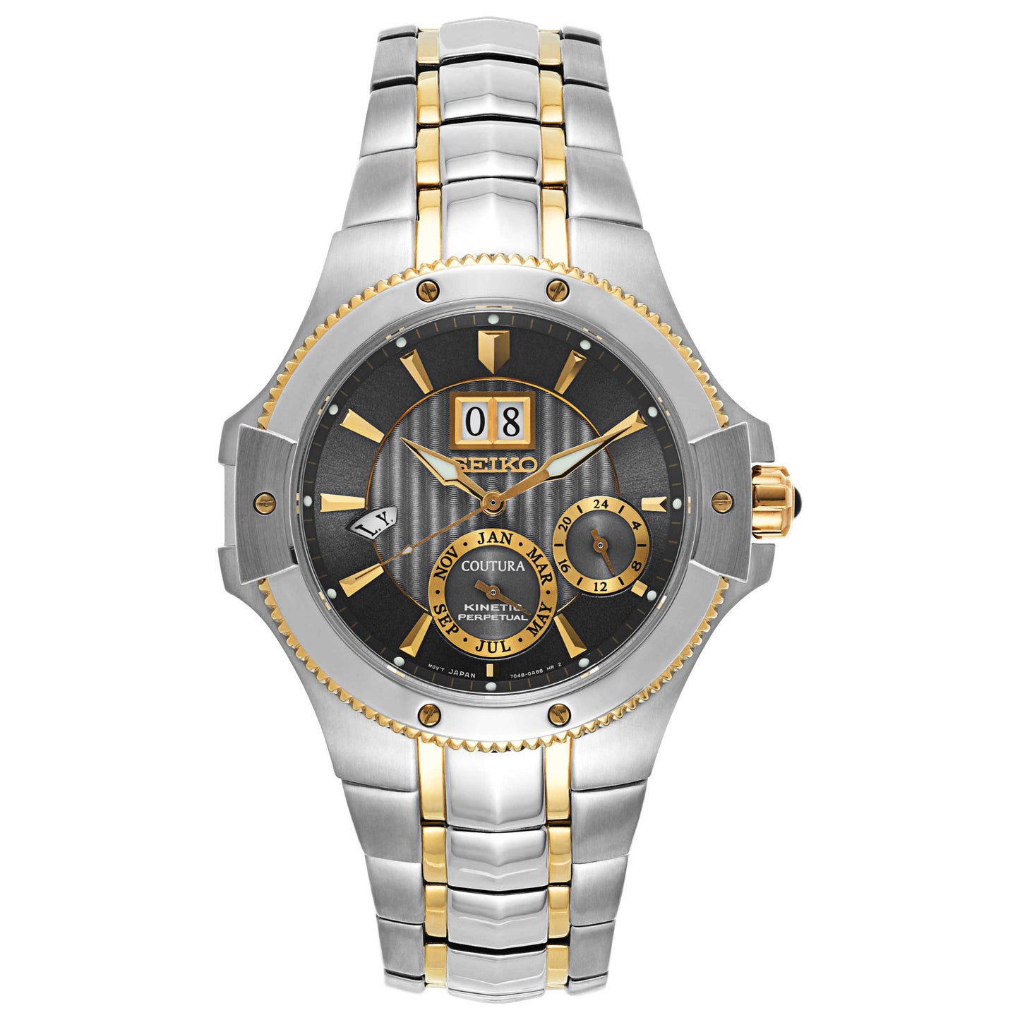 Front view of Seiko Coutura Men's Kinetic Powered/Autoquartz Watch SNP108