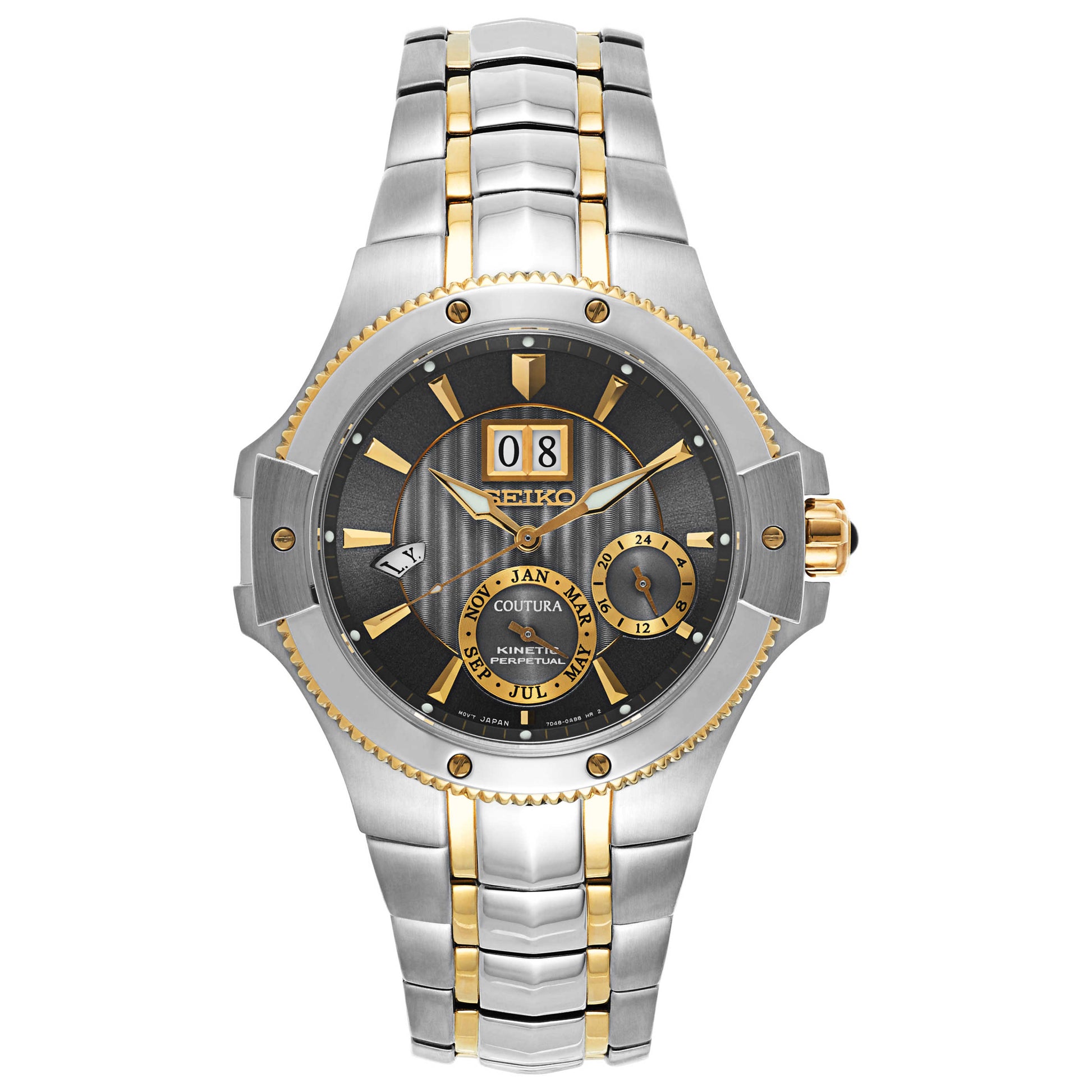 Front view of Seiko Coutura Men's Kinetic Powered/Autoquartz Watch SNP108