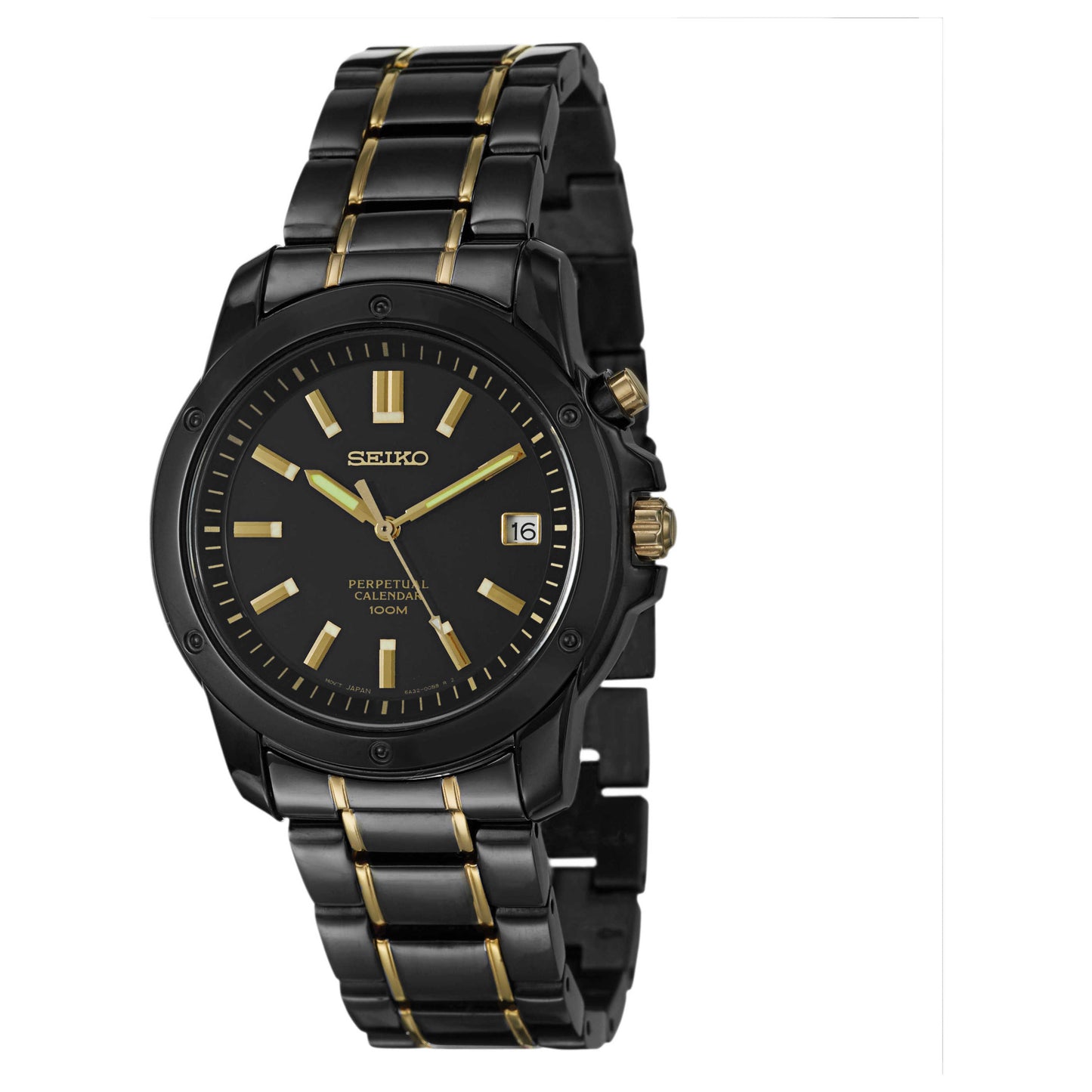 Front view of Seiko Perpetual Calendar Men's Japanese Quartz (Battery-Powered) Watch SNQ045
