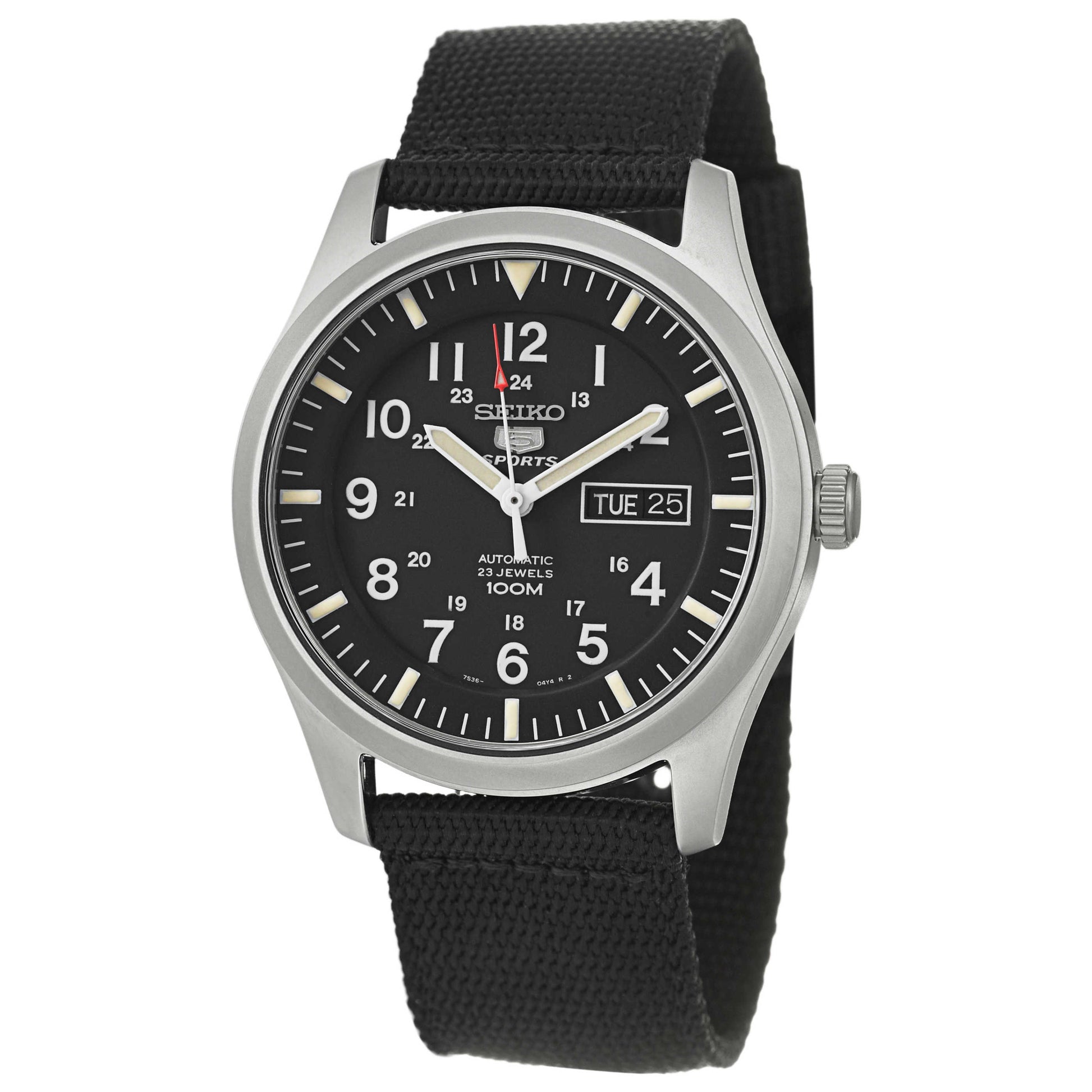 Front view of Seiko 5 Sports Automatic Men's Malaysian Mechanical Automatic (Self-Winding) Watch SNZG15