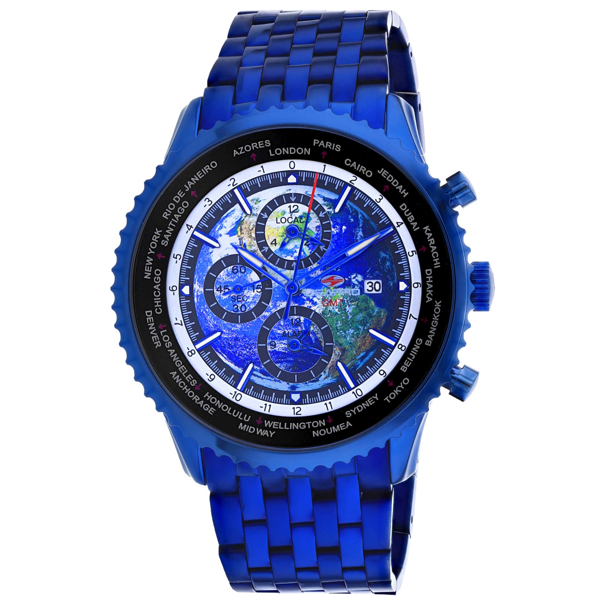 Front view of Seapro Meridian World Timer GMT Men's Quartz Watch SP7323