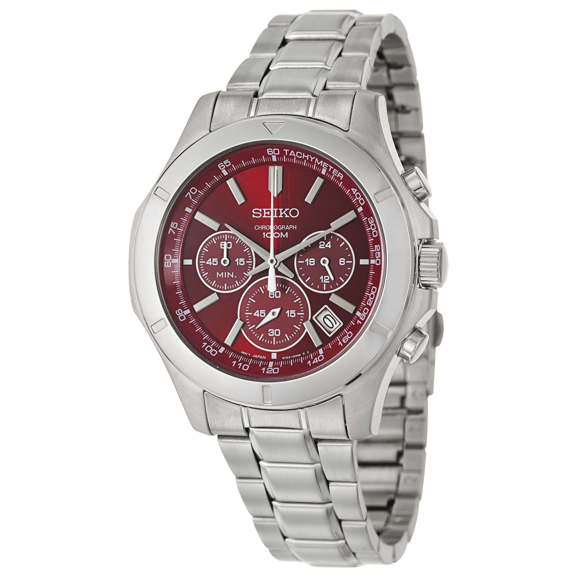 Front view of Seiko Chronograph Men's Japanese Quartz (Battery-Powered) Watch SSB101P1