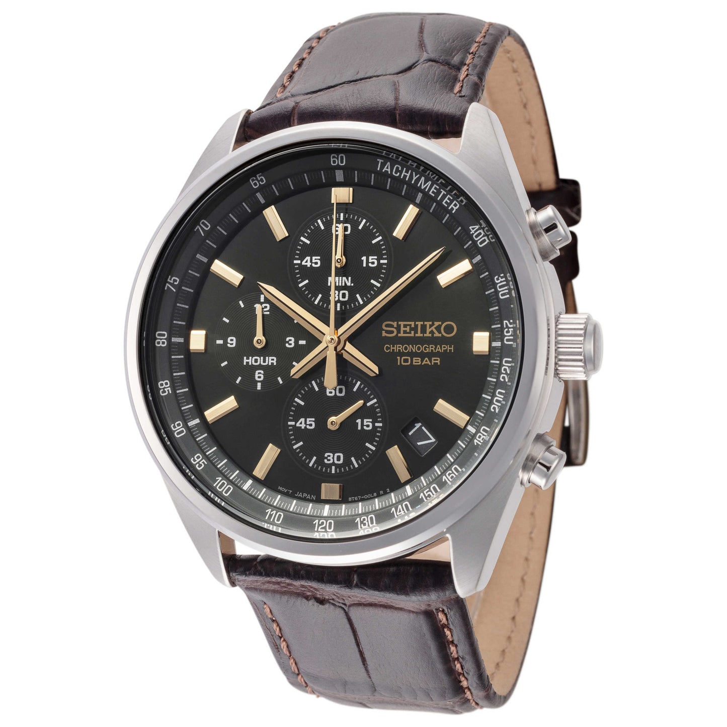 Front view of Seiko Classic Chrono Men's Quartz Watch SSB385