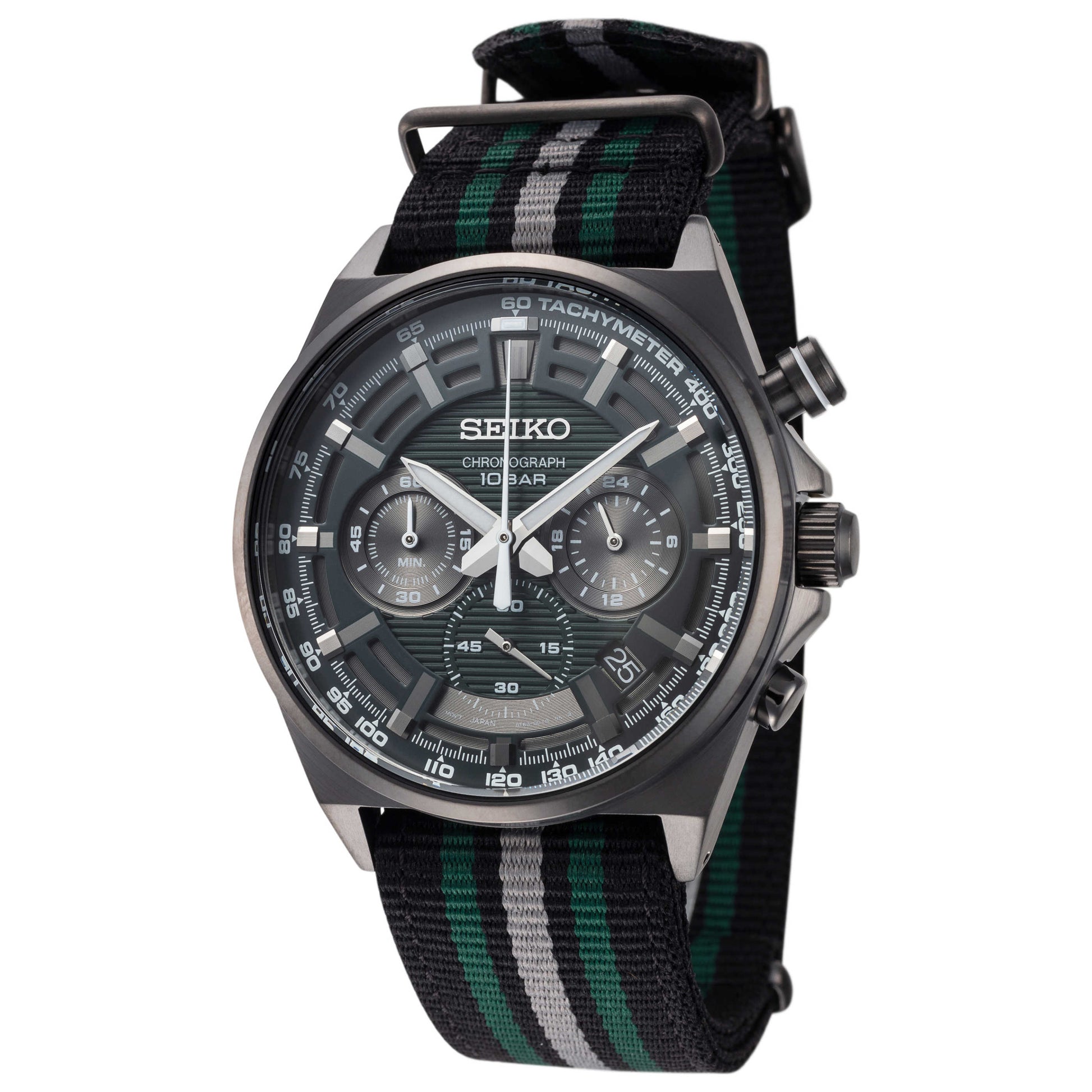 Front view of Seiko Series 5 Men's Quartz Watch SSB411P1