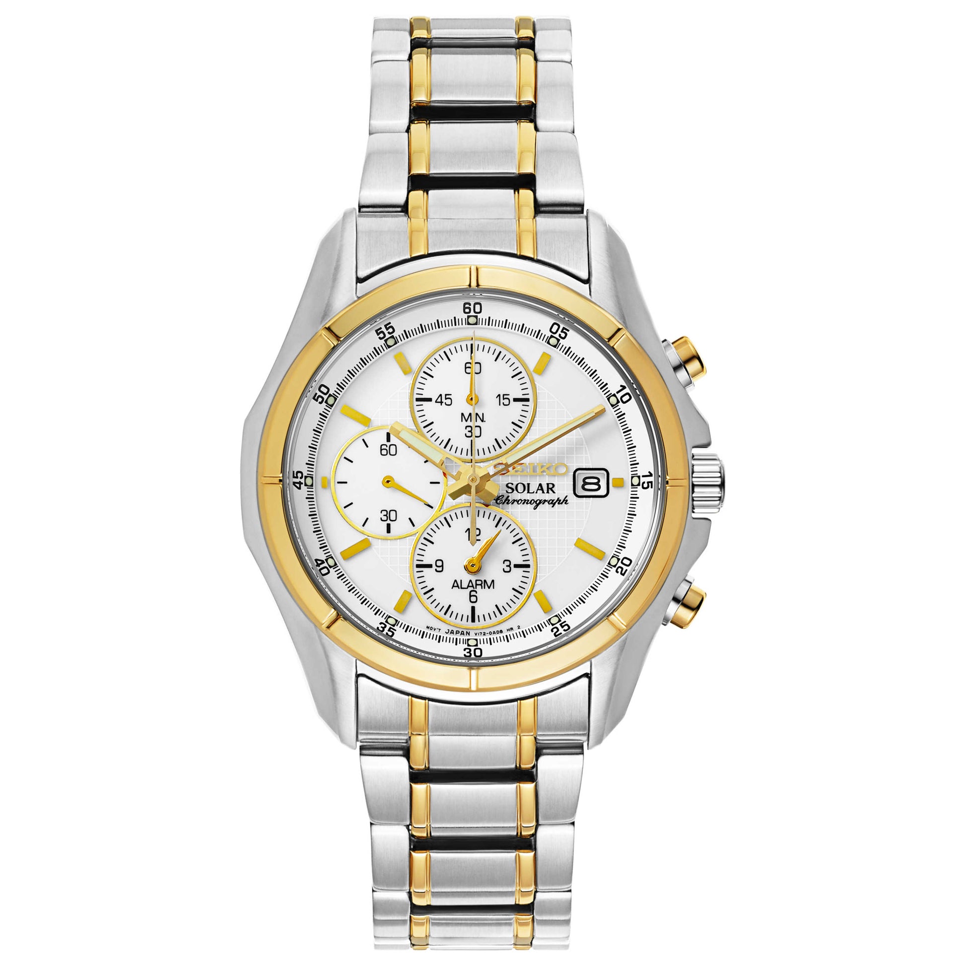 Front view of Seiko Men's Solar Powered Quartz Watch SSC002