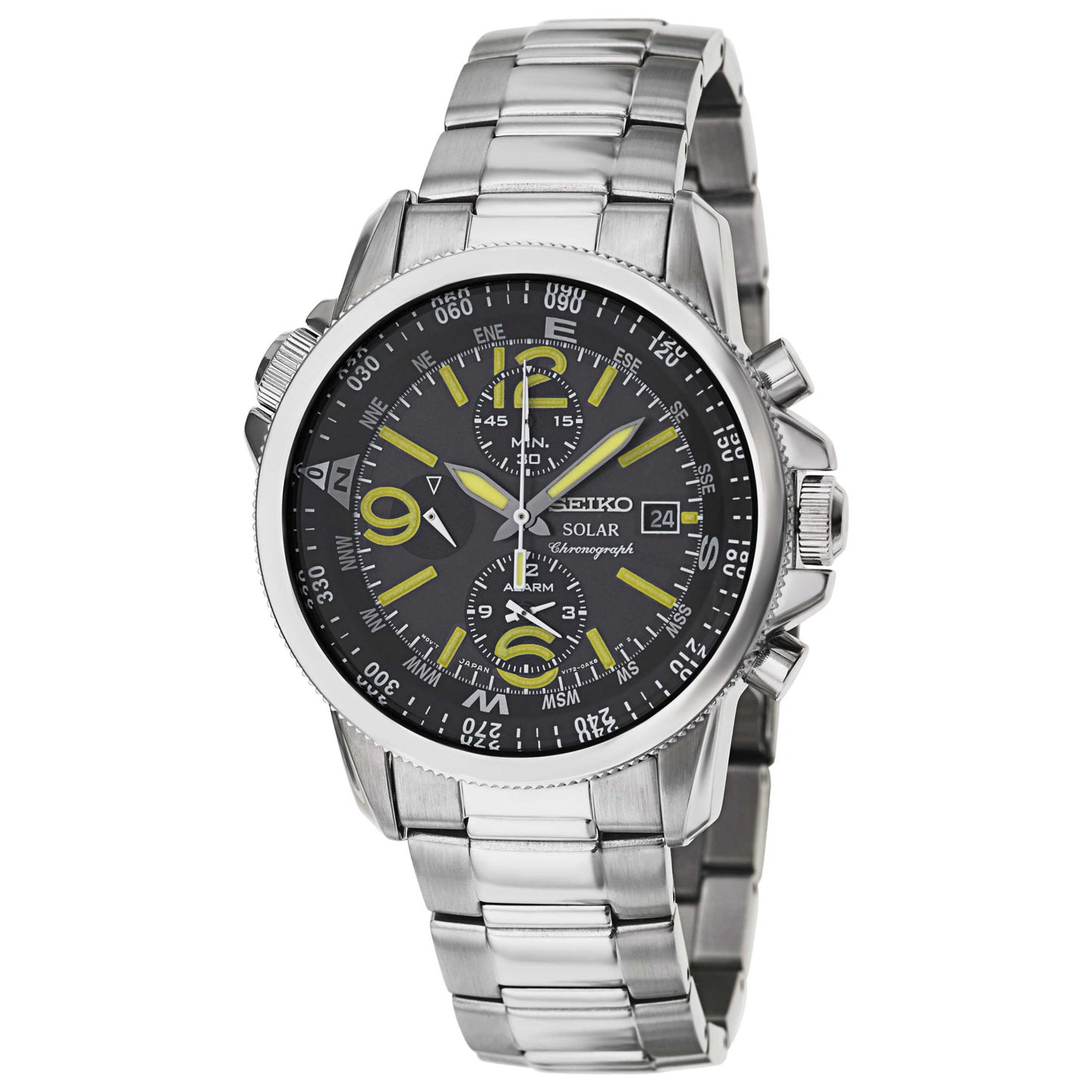 Front view of Seiko Solar Men's Solar Powered Quartz Watch SSC093