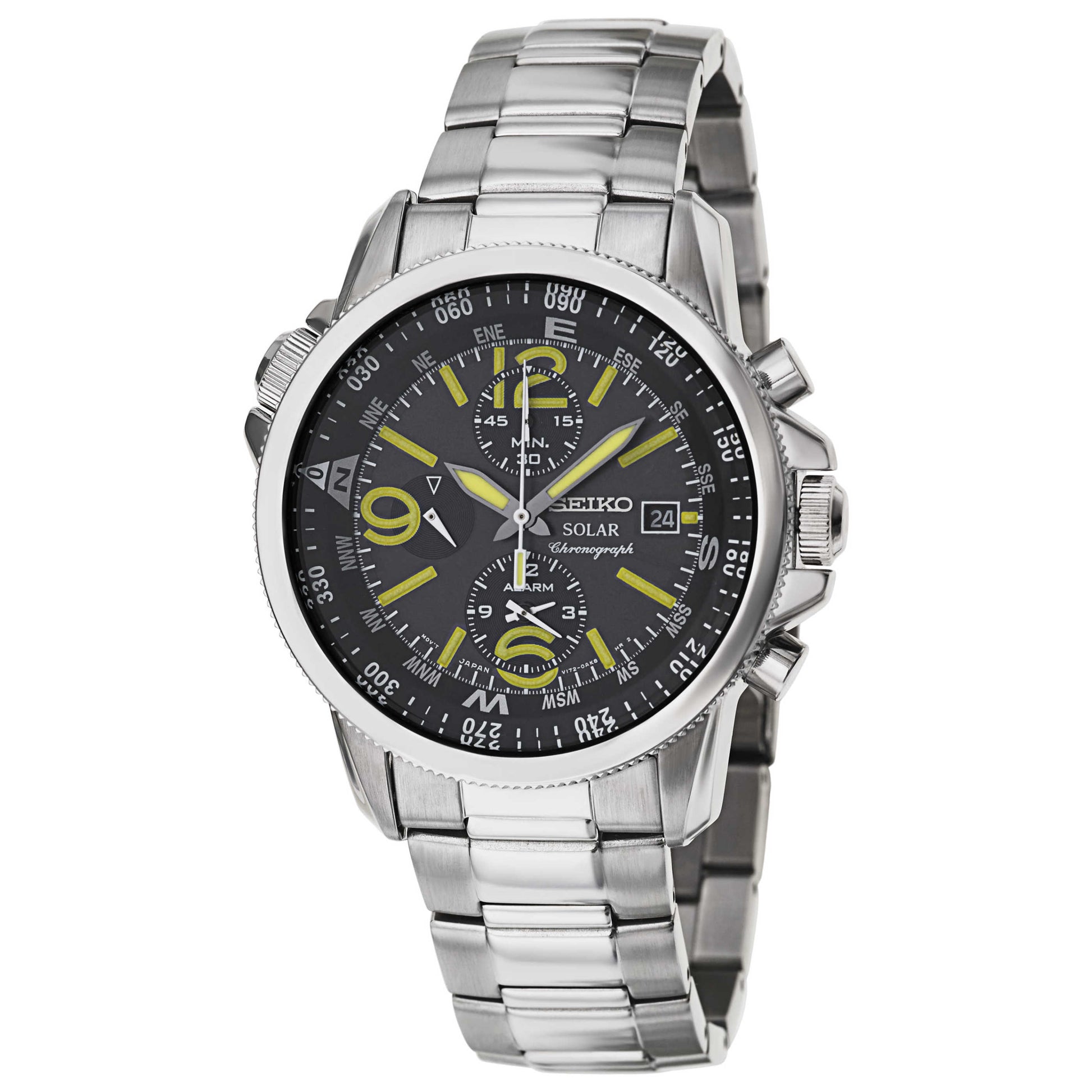 Front view of Seiko Solar Men's Solar Powered Quartz Watch SSC093