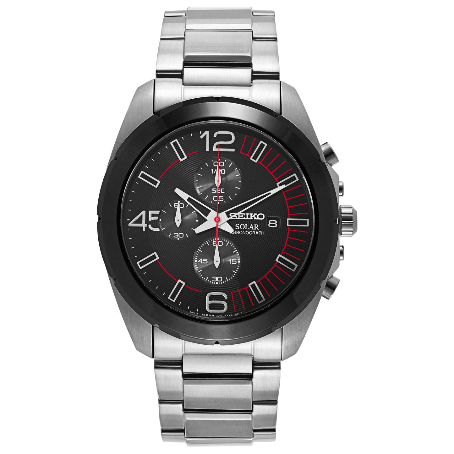 Front view of Seiko Core Men's Solar Powered Quartz Watch SSC215