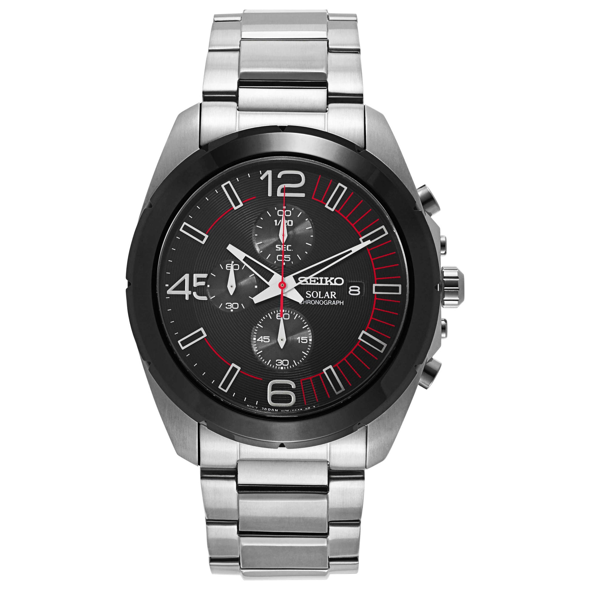 Front view of Seiko Core Men's Solar Powered Quartz Watch SSC215