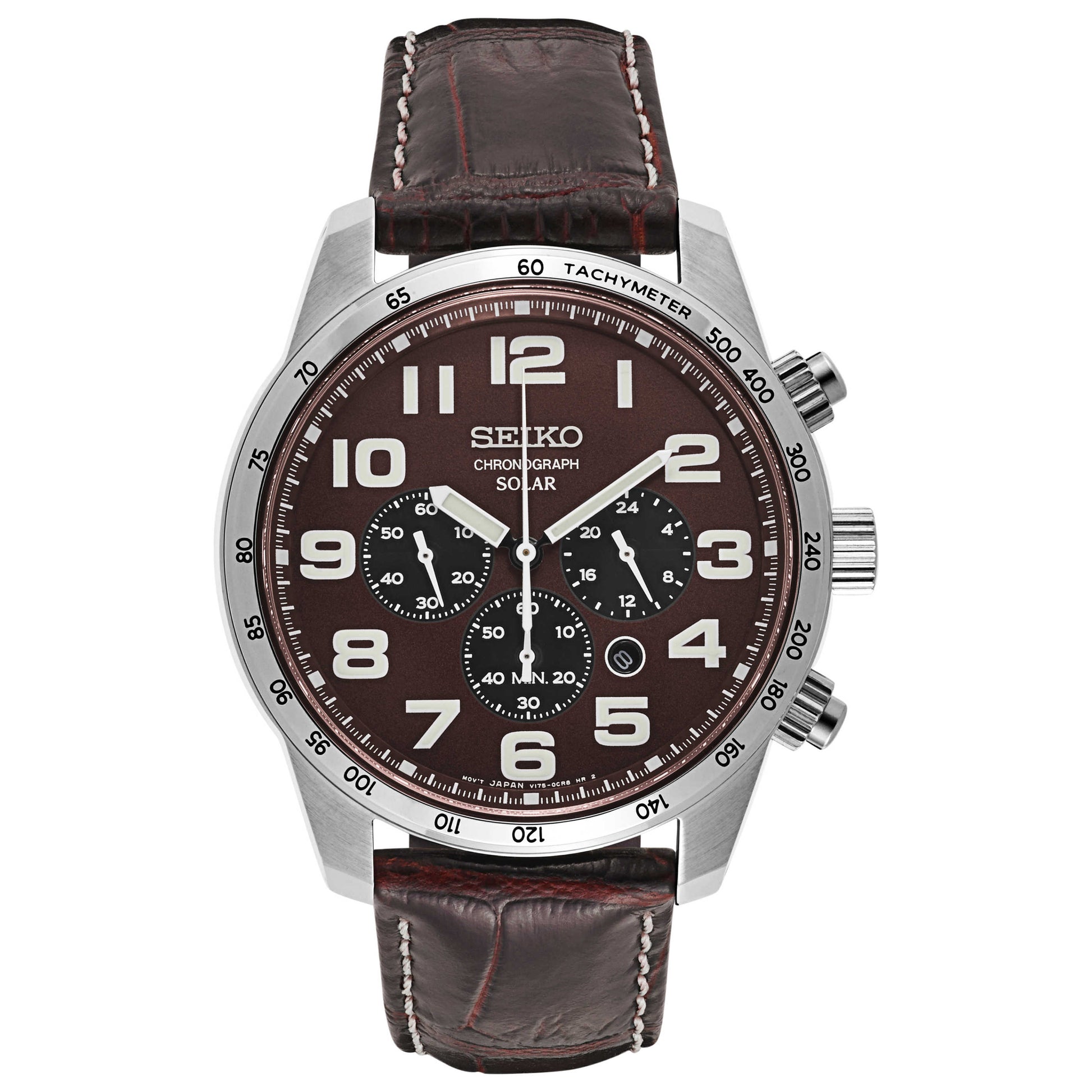 Front view of Seiko Core Men's Solar Powered Quartz Watch SSC227
