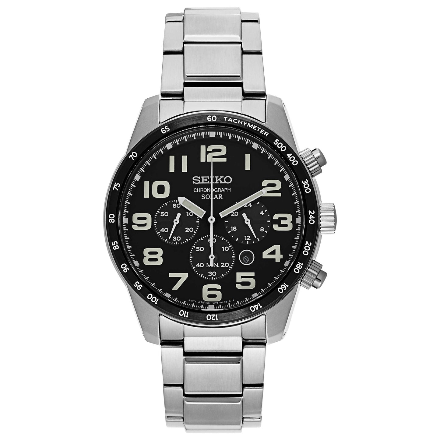 Front view of Seiko Core Men's Solar Powered Quartz Watch SSC229