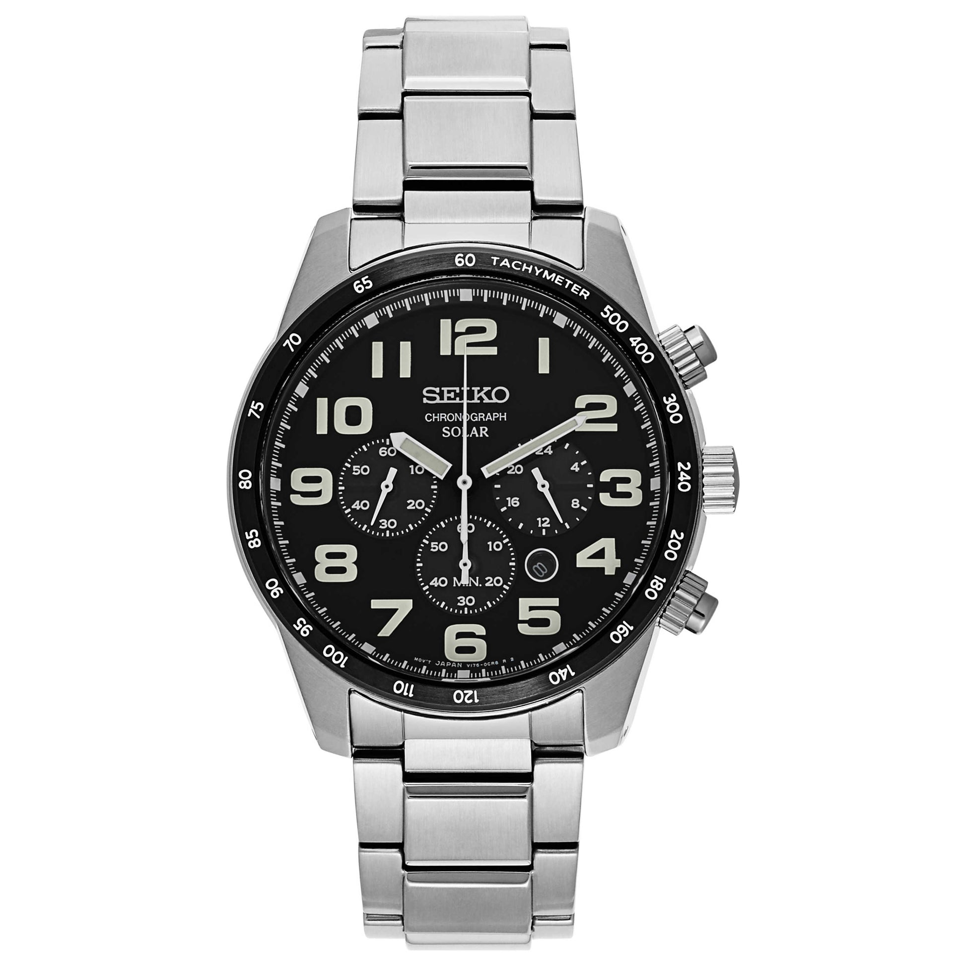 Front view of Seiko Core Men's Solar Powered Quartz Watch SSC229