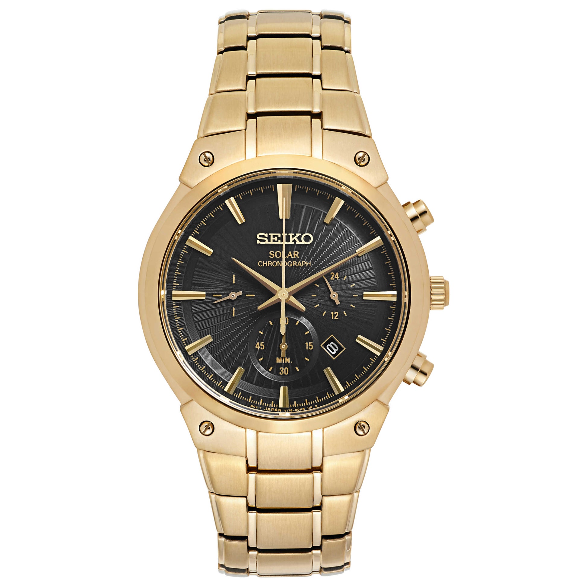 Front view of Seiko Core Men's Solar Powered Quartz Watch SSC320