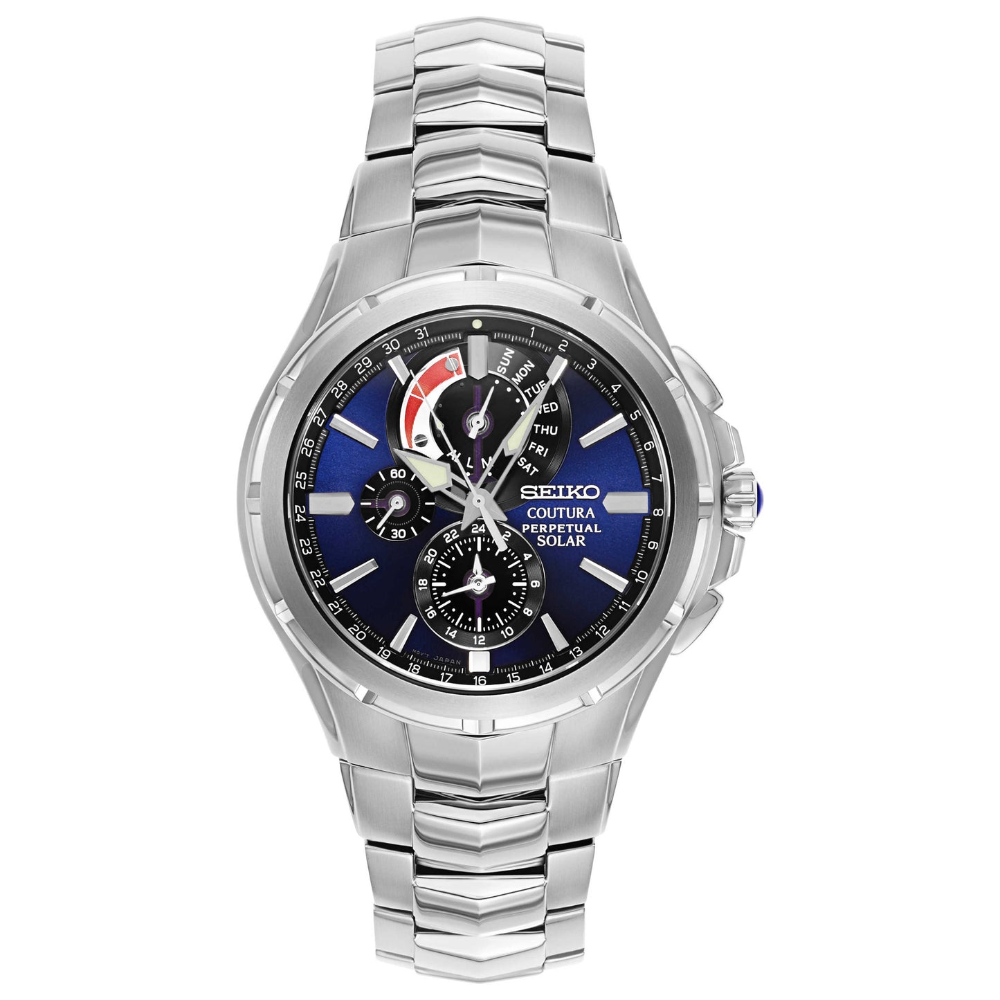 Front view of Seiko Coutura Men's Solar Powered Quartz Watch SSC375