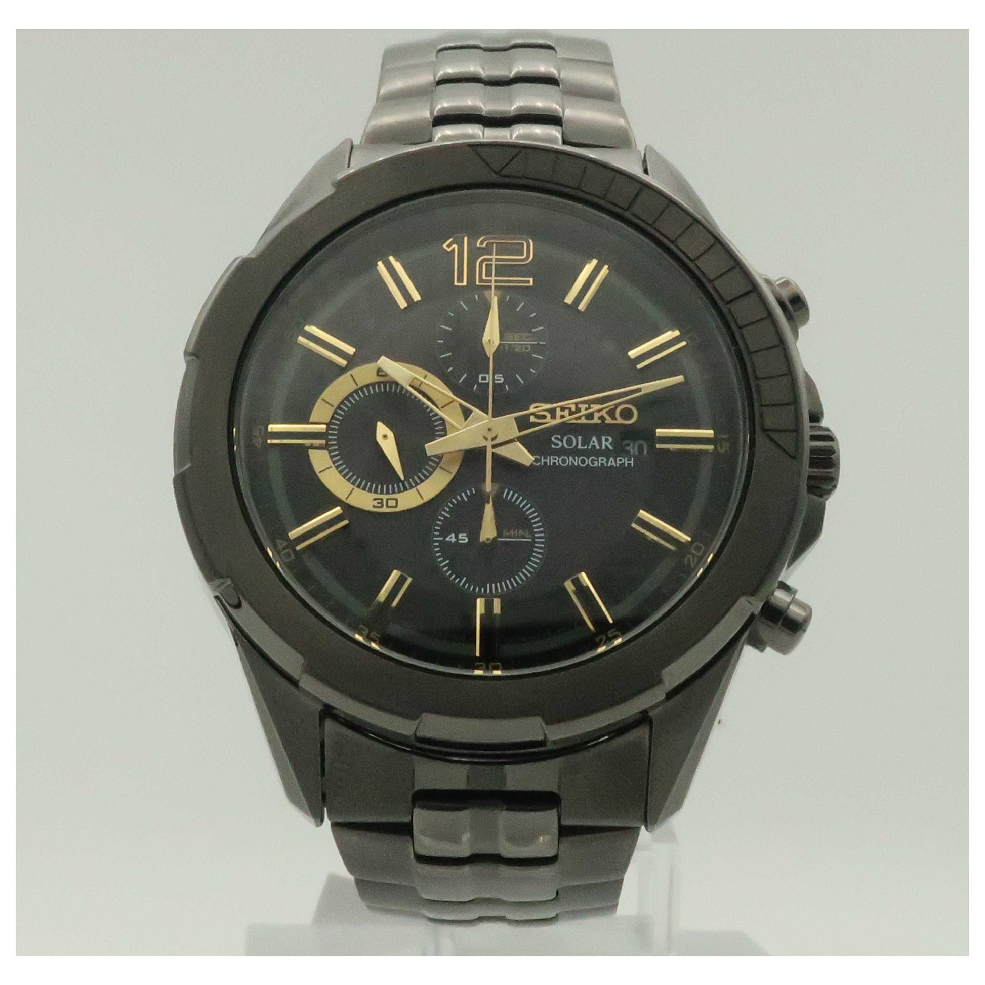Front view of Seiko Recraft Series Men's Solar Powered Quartz Watch SSC395-SDV