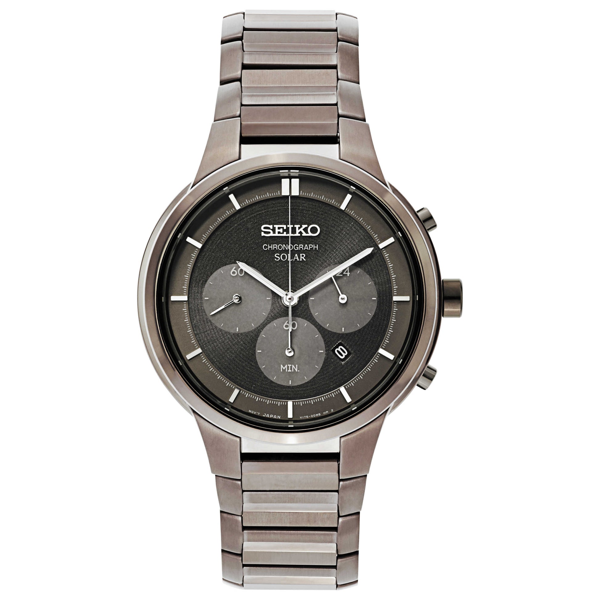 Front view of Seiko Core Men's Solar Powered Quartz Watch SSC443