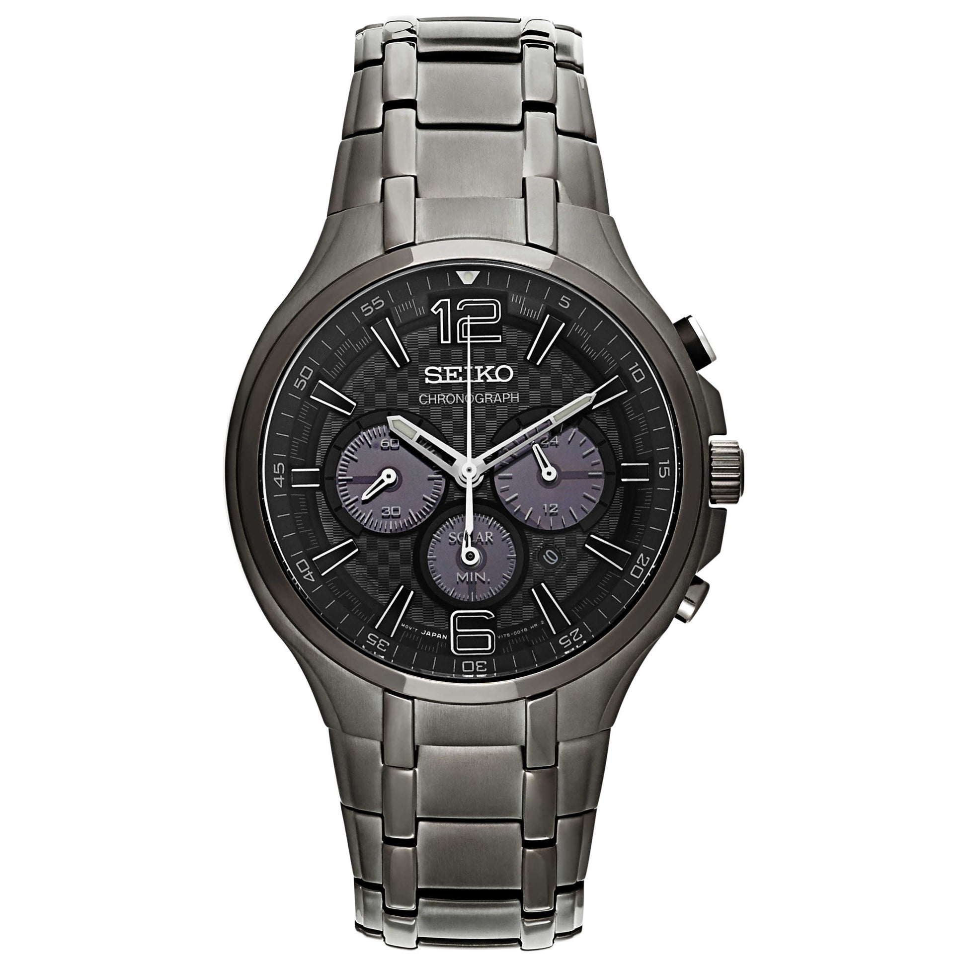 Front view of Seiko Recraft Series Men's Solar Powered Quartz Watch SSC453