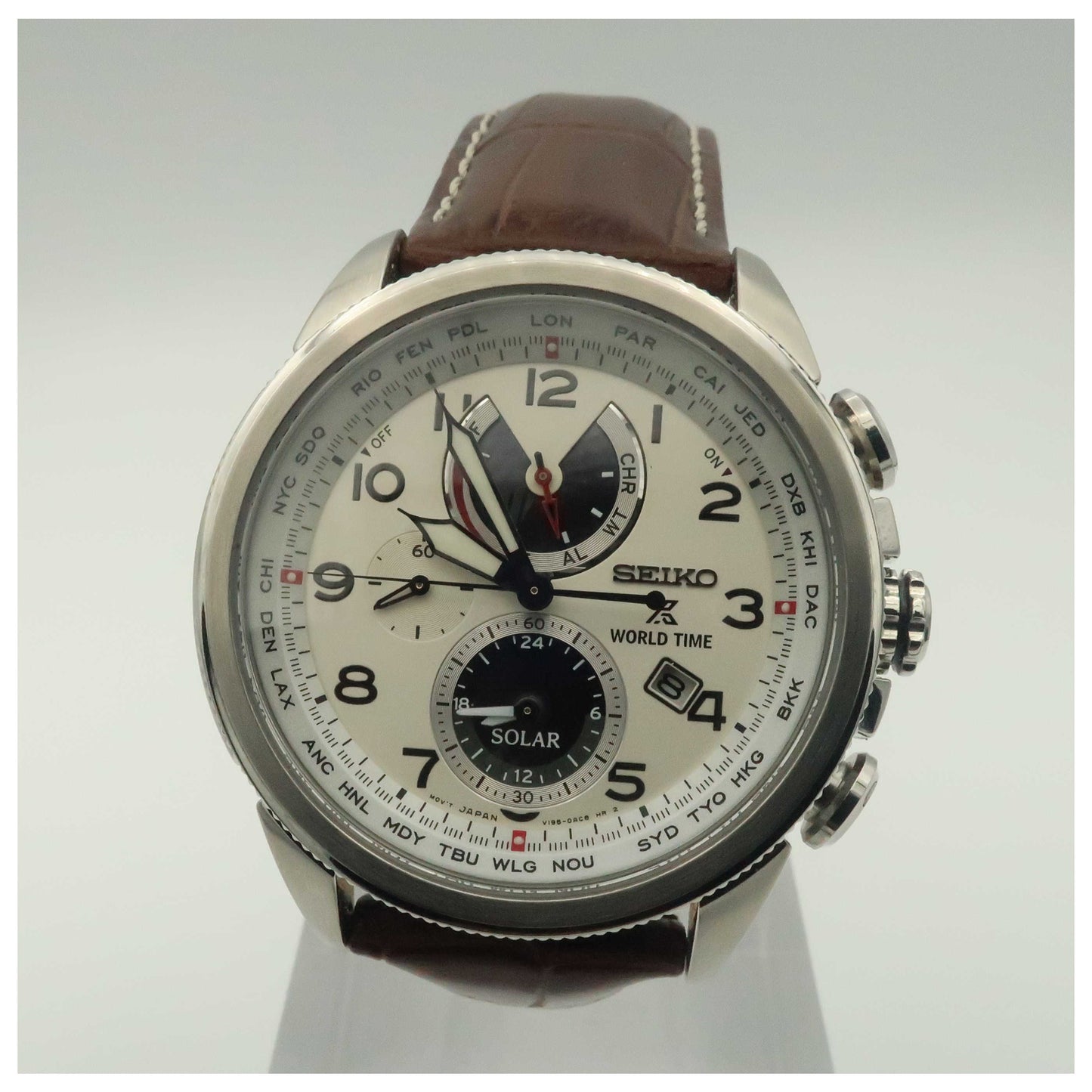 Front view of Seiko Prospex Men's Solar Powered Quartz Watch SSC509-PO