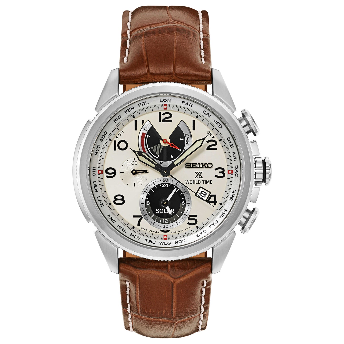 Front view of Seiko Prospex Men's Solar Powered Quartz Watch SSC509