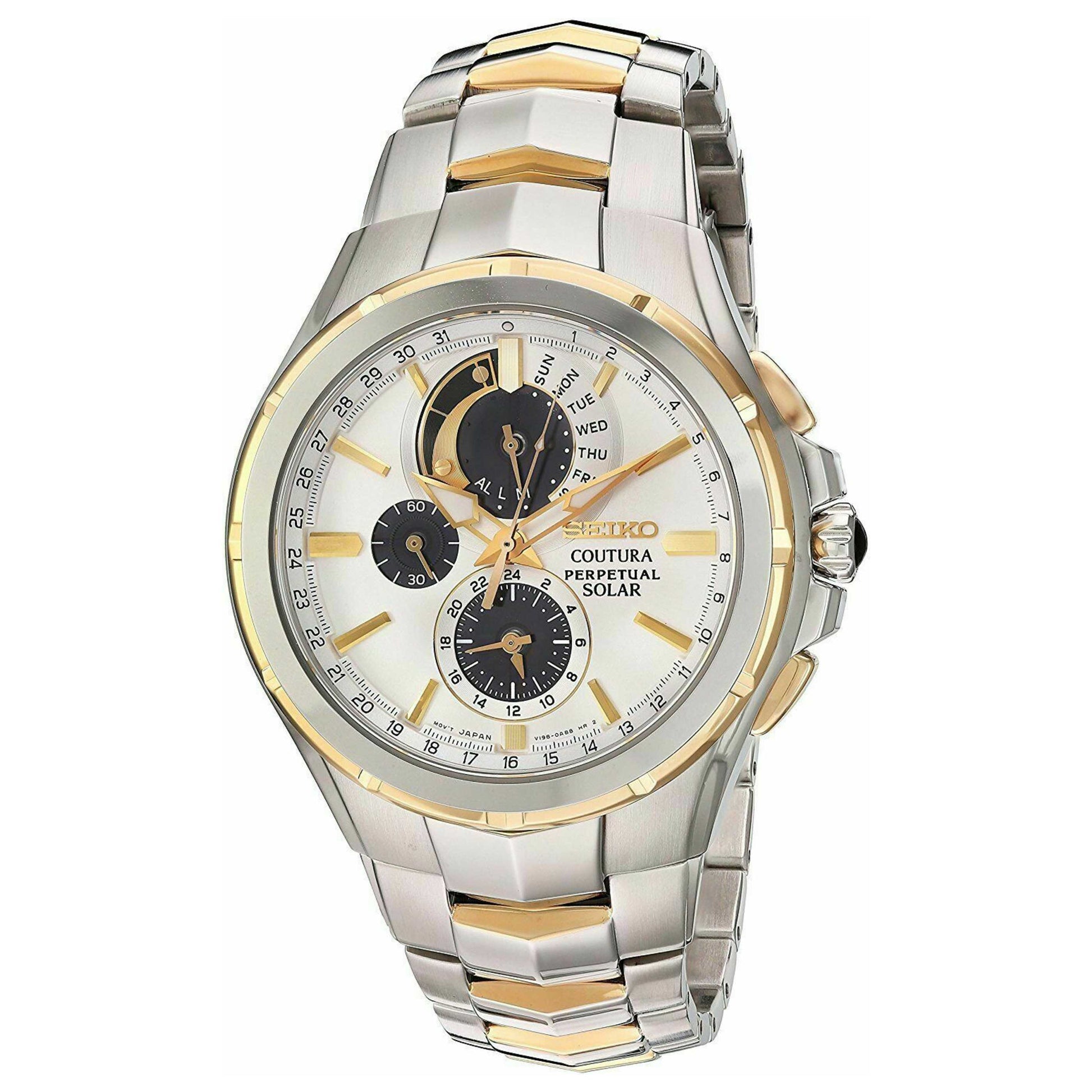 Front view of Seiko Men's Solar Powered Quartz Eco-Drive Watch SSC560