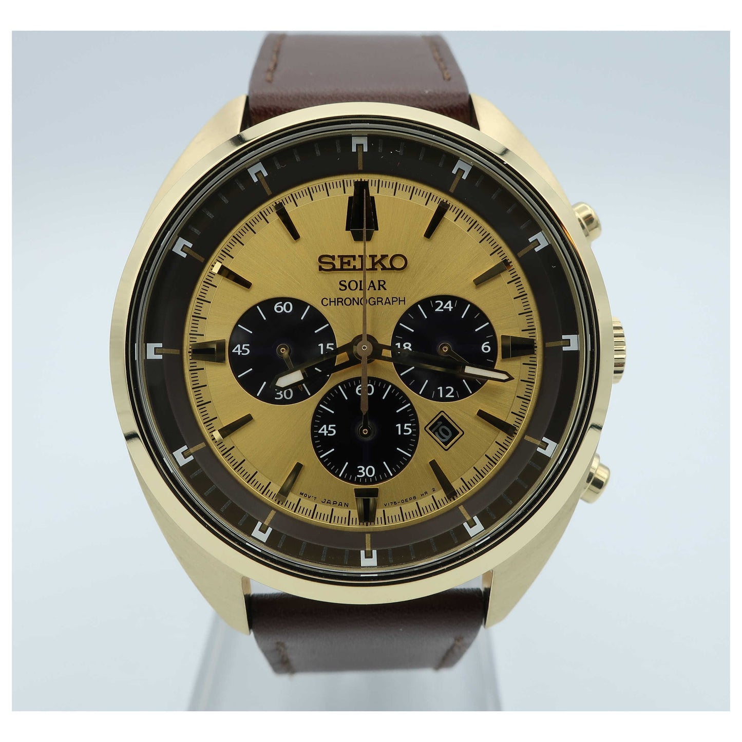 Front view of Seiko Recraft Series Men's Solar Powered Quartz Watch SSC570-SD