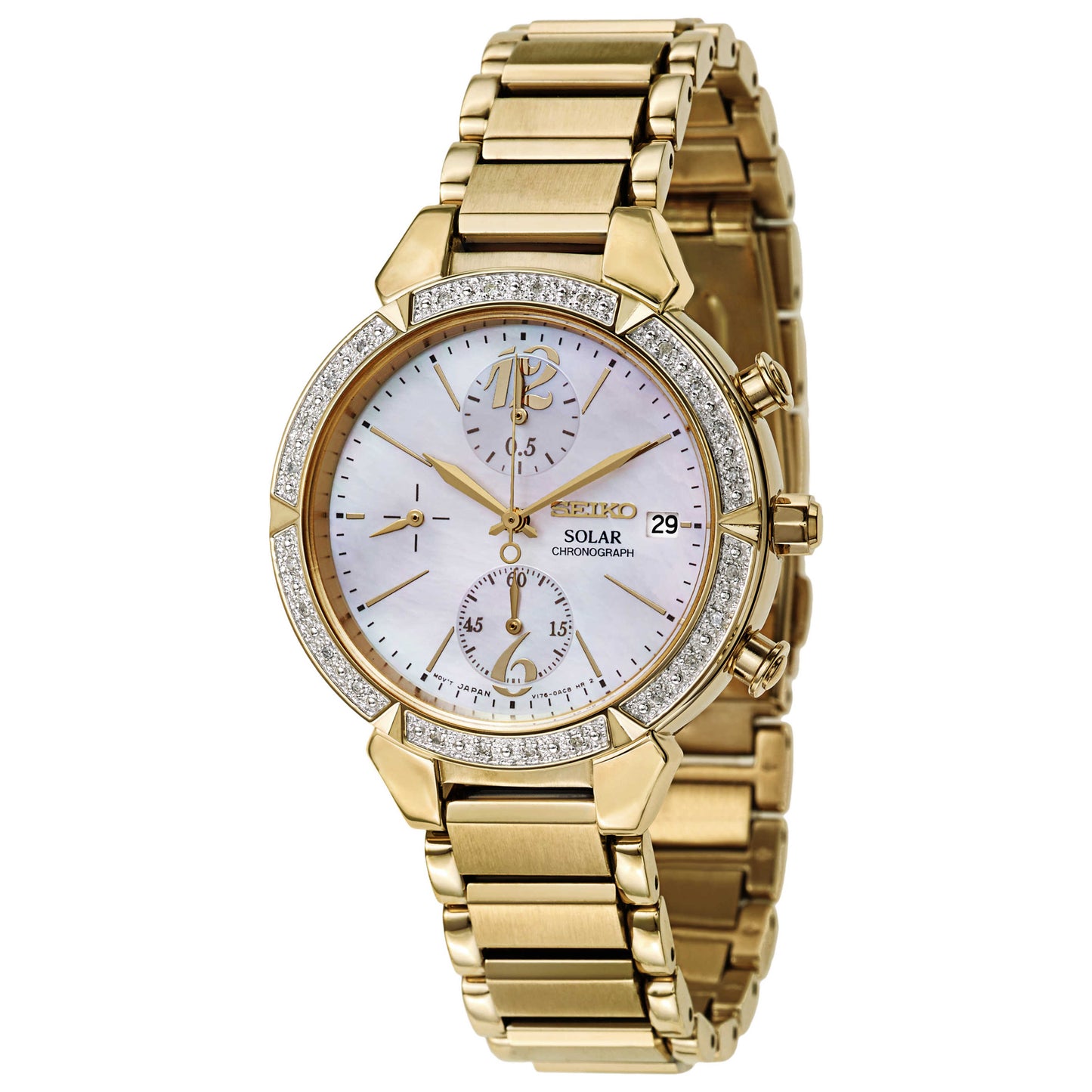 Front view of Seiko Core Women's Solar Powered Quartz Watch SSC864