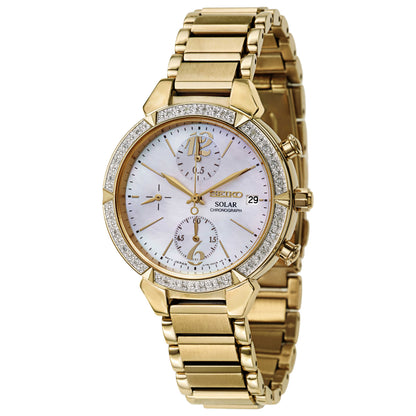 Front view of Seiko Core Women's Solar Powered Quartz Watch SSC864
