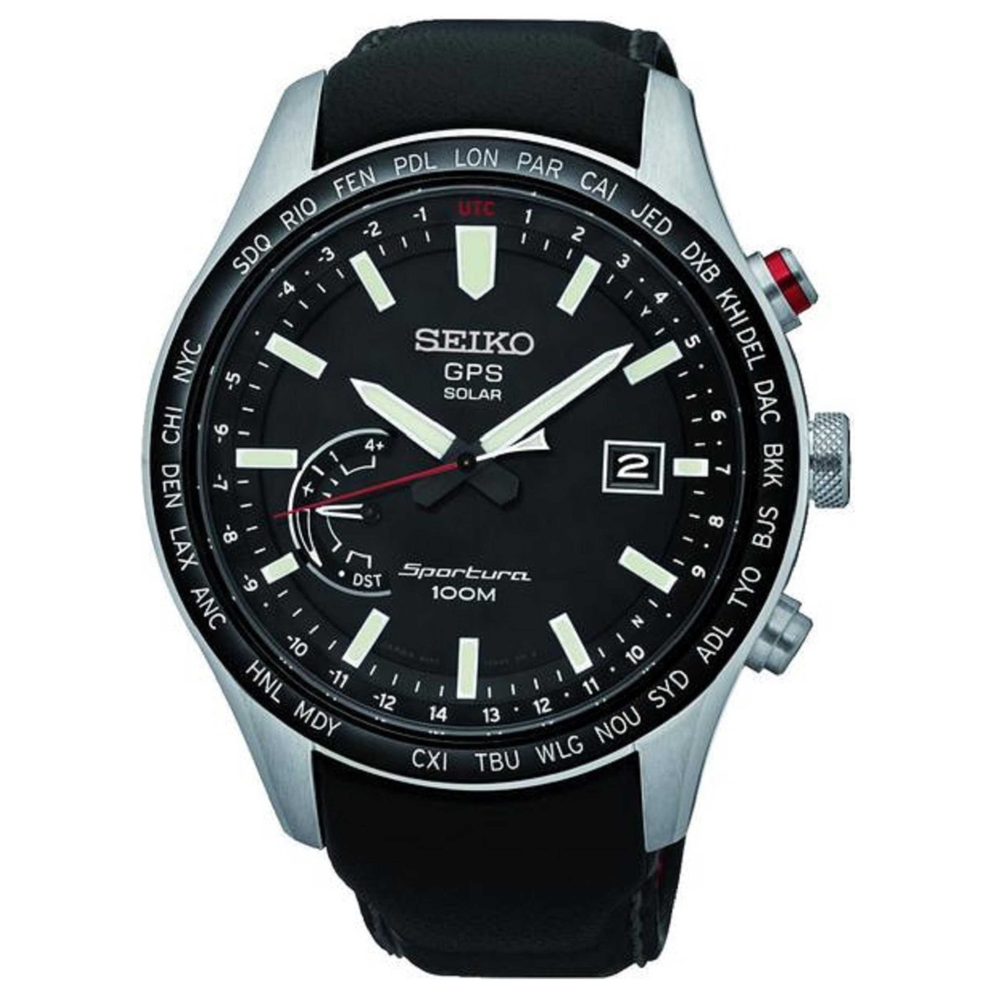 Front view of Seiko Sportura Men's Solar Powered Quartz Watch SSF007