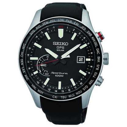 Front view of Seiko Sportura Men's Solar Powered Quartz Watch SSF007